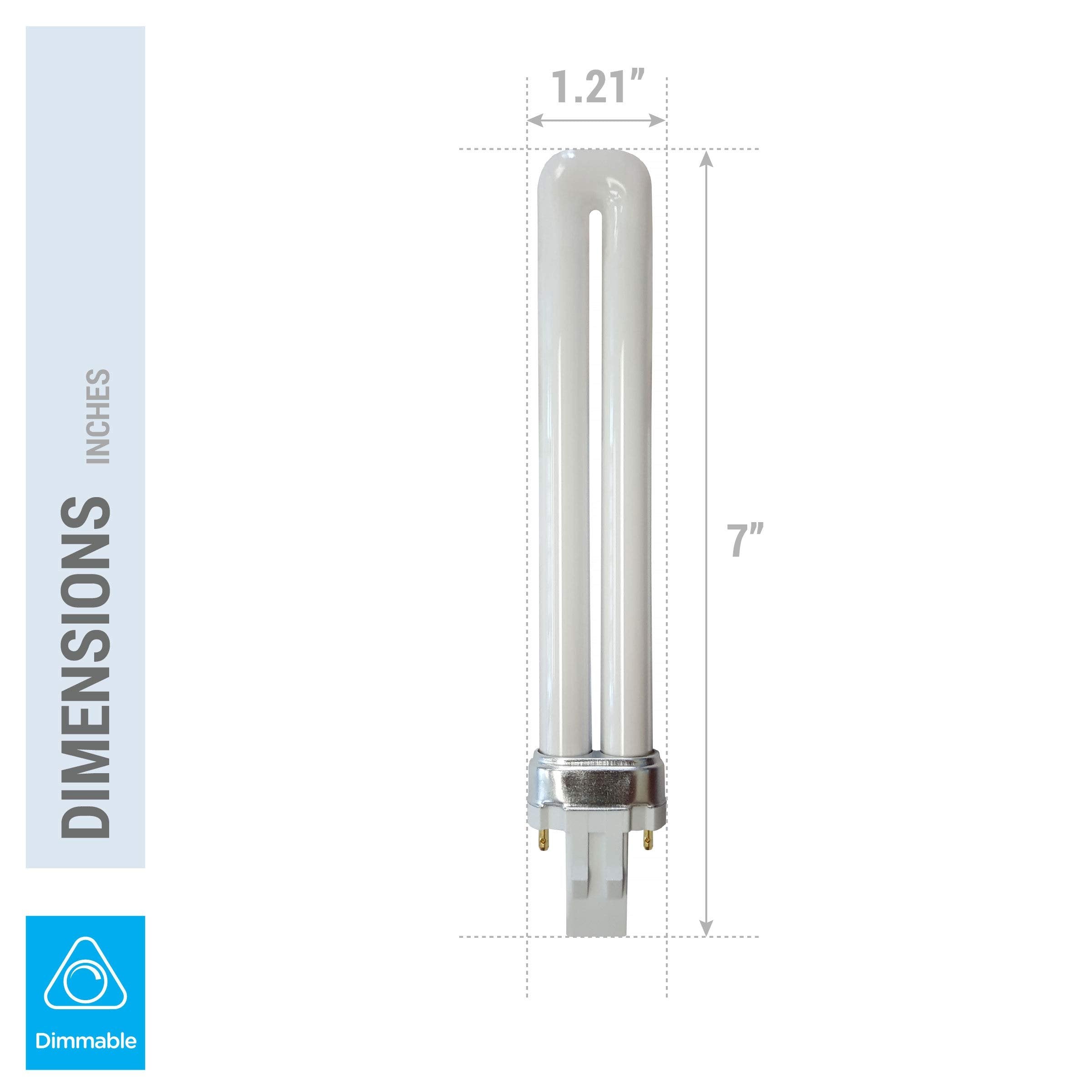 (Pack of 4) 13 Watt Single Tube - GX23 (2 Pin) Base - CFL Light Bulb - PL13S.