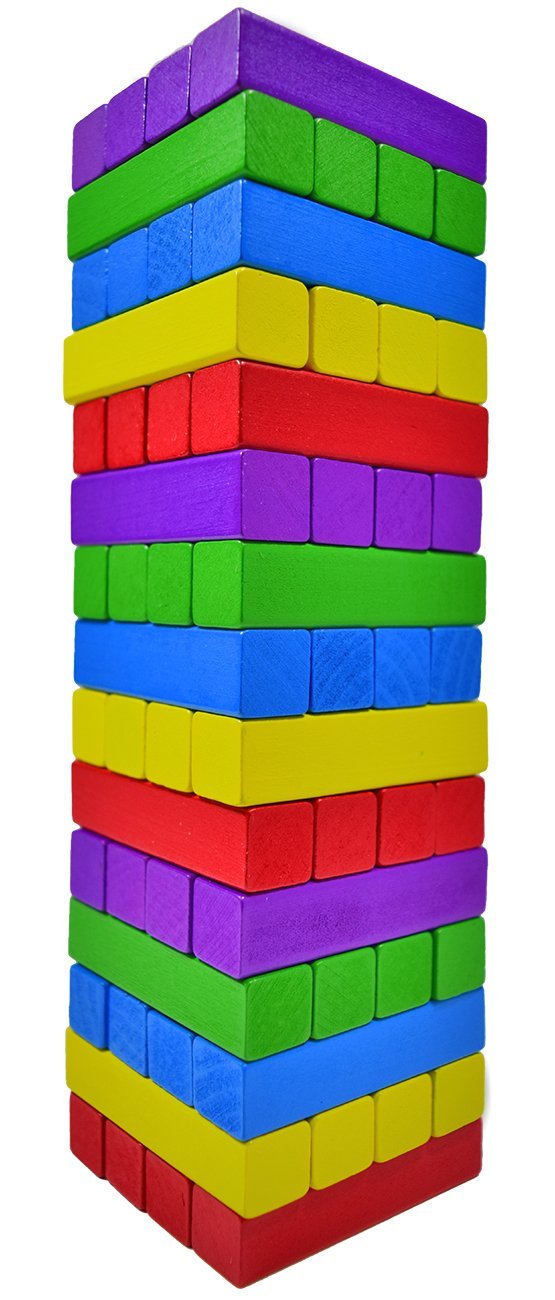 CoolToys Timber Tower Wooden Block Stacking Game Color Match 60 Pieces 1 Pack
