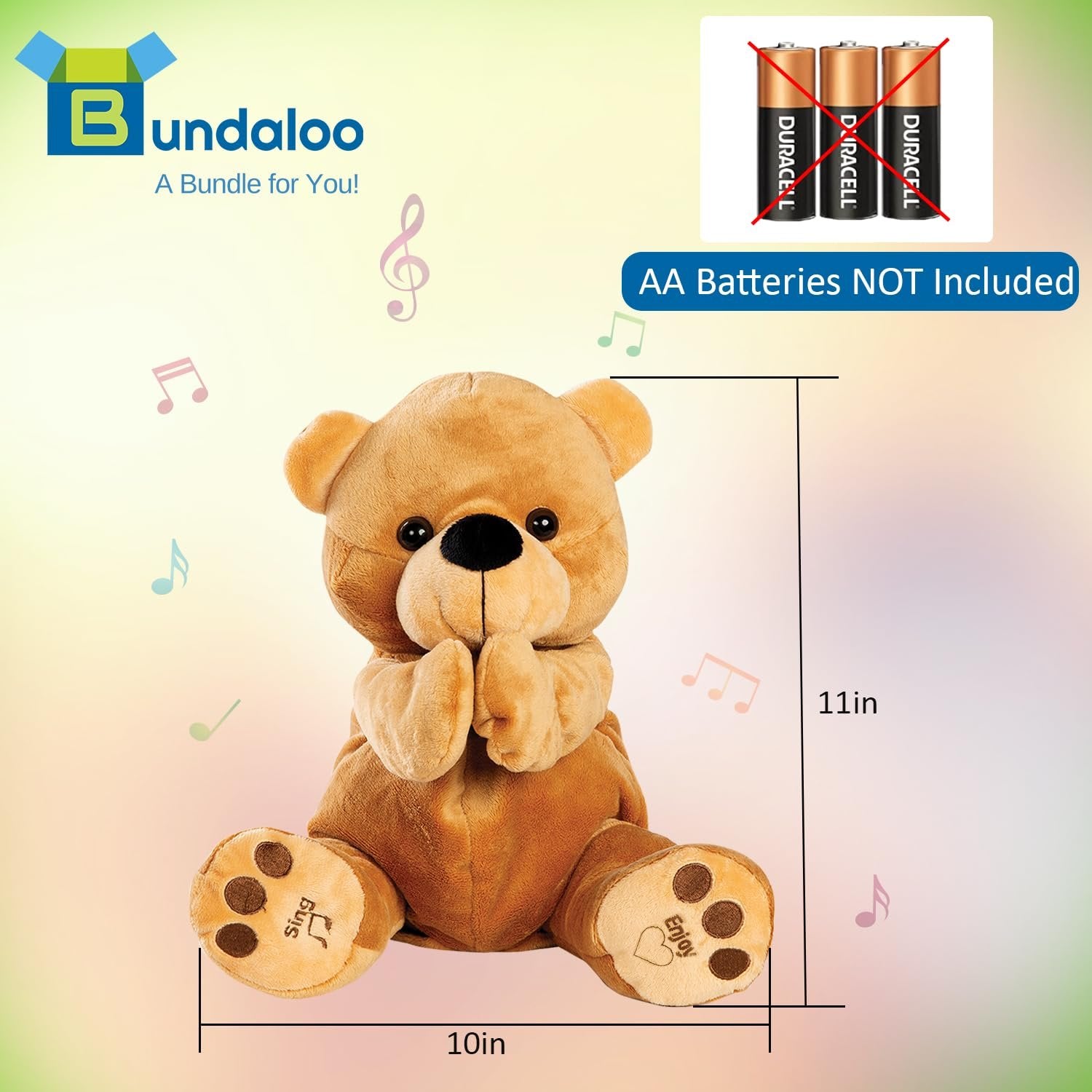 Bundaloo Clapping and Singing Bear Talking Stuffed Animal for Kids - Musical Toys for Babies and Toddlers - Animated Plush Gifts for Little Girls and Boys - Play Games and Sing Songs