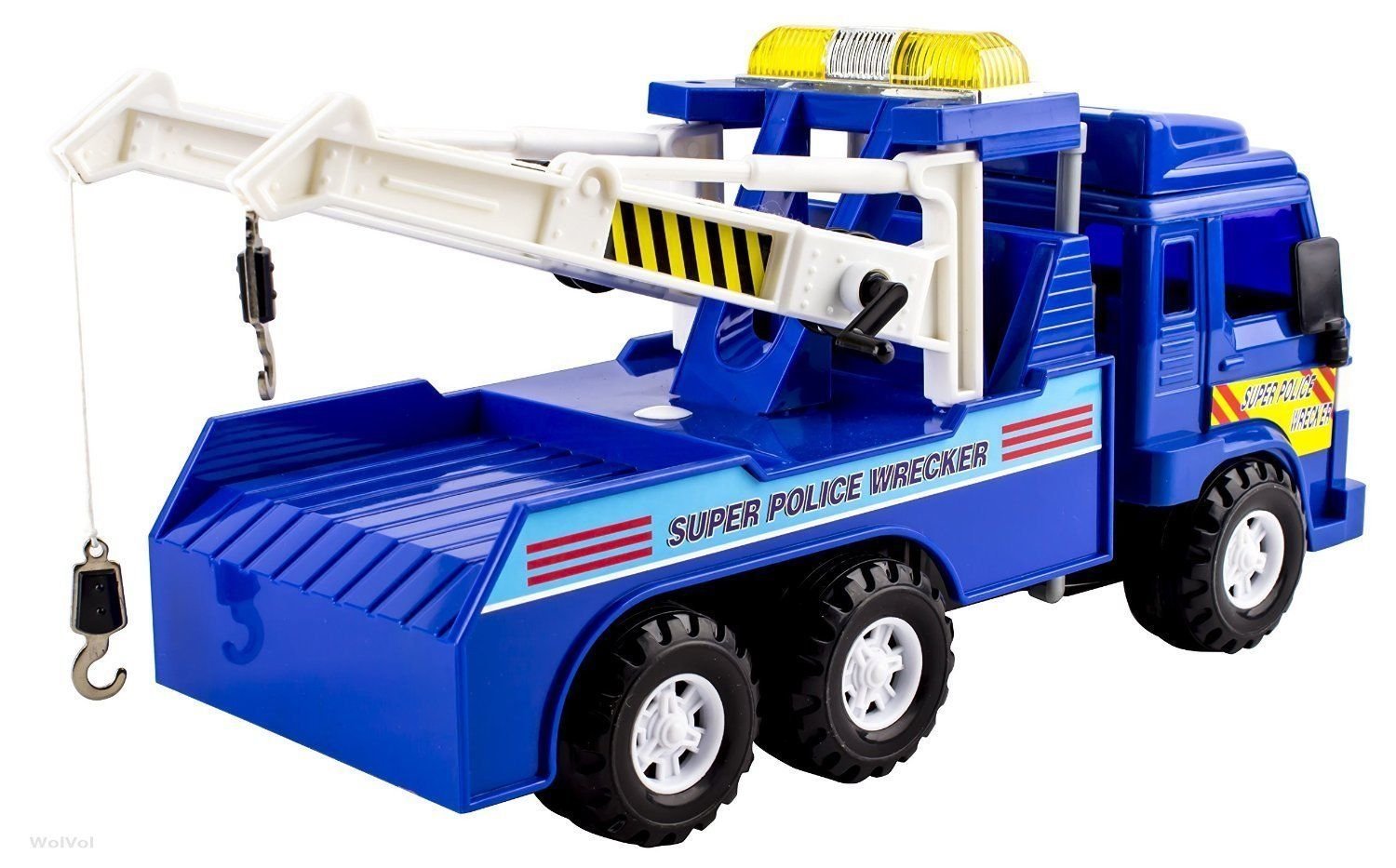 Big Daddy Police Wrecker Friction Powered Tow Truck with Two Tow Hooks