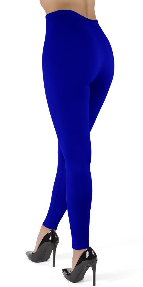 SATINA High Waisted Leggings for Women | Full Length | 1 Inch Waistband (Royal Blue, One Size)