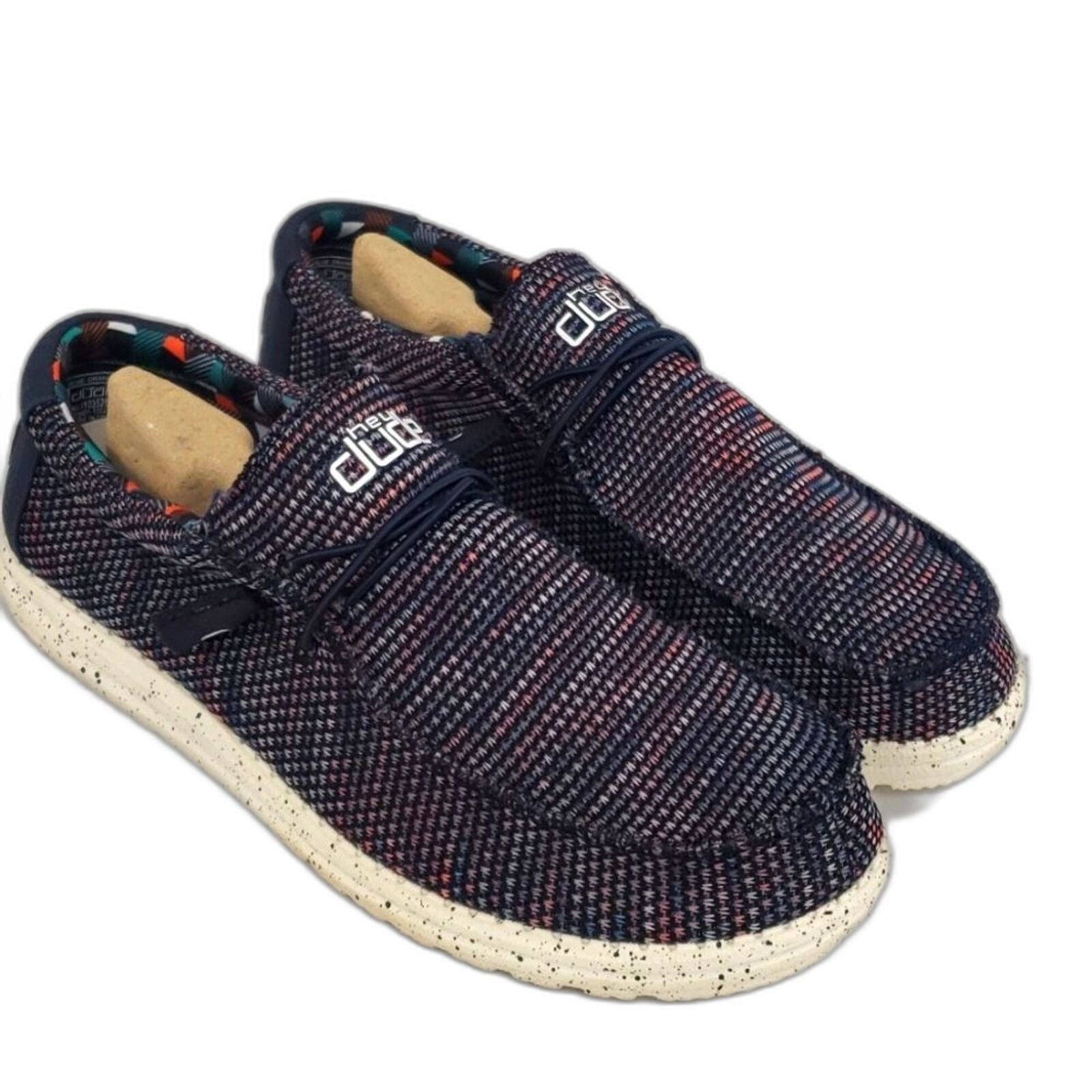 Hey Dude Mens Wally Sox Blue Orange Size 10 US