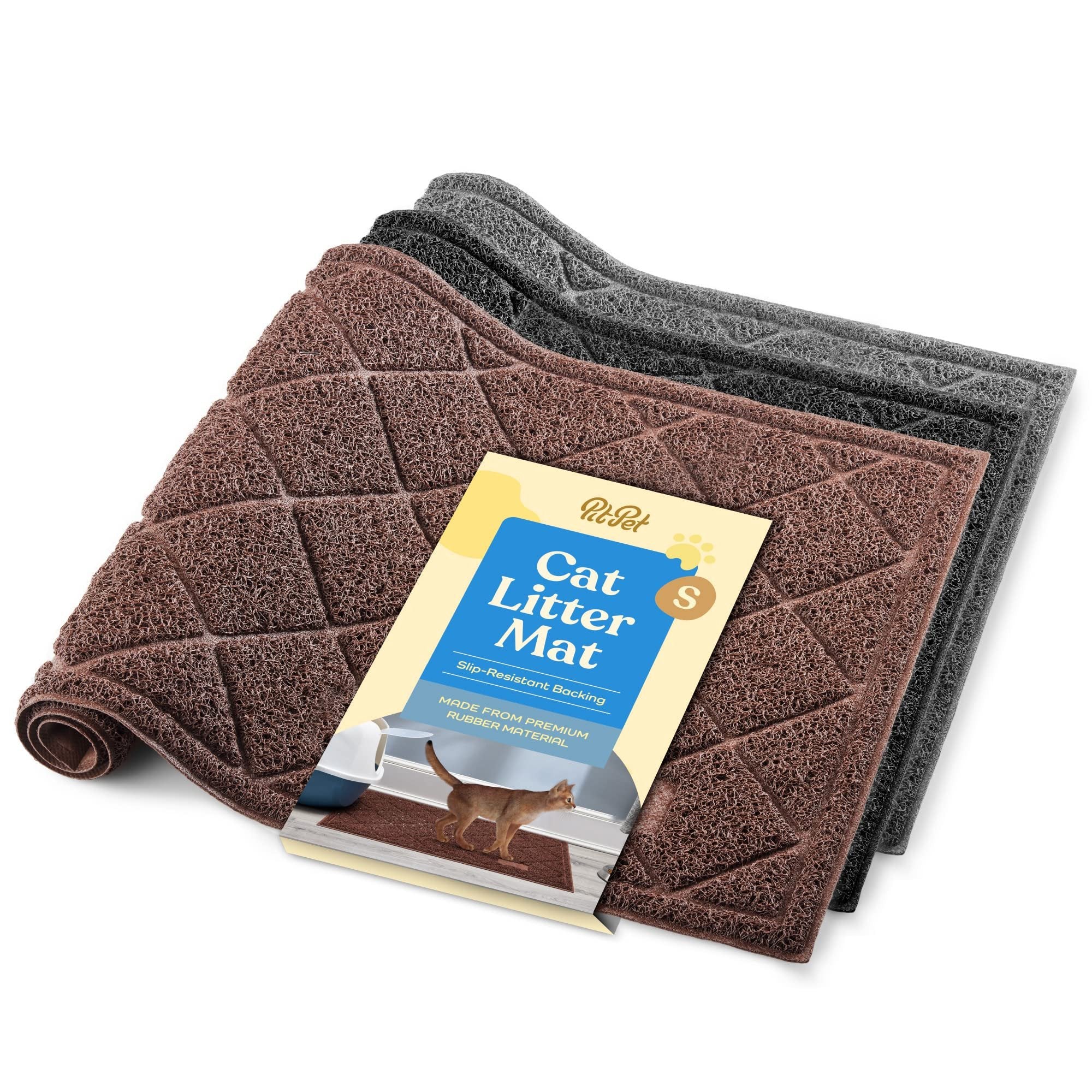 Durable Thick Cat Litter Mat - Modern Cat Mat With Non-Slip Bottom Stays In Place - Super Soft On Kitty Paws - Easy To Clean Litter Box Mat - Waterproof Cat Litter Trapping Mat Protect Floors.