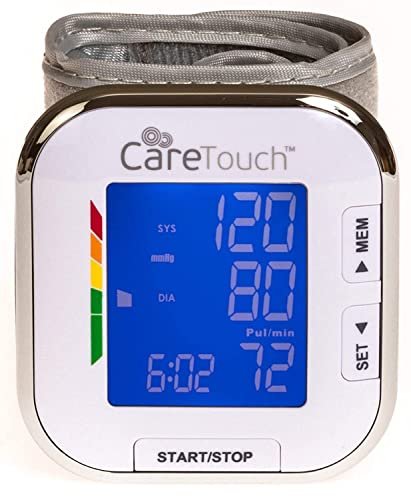 Care Touch Digital Wrist Blood Pressure Monitor for Adults Size 5.5-8.5" for Home Use, Automatic High Blood Pressure Machine with Batteries & Carrying Pouch.