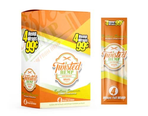 Twisted Hemp Wraps - Various Flavors - 4 Per Pack - (15 Count Display)