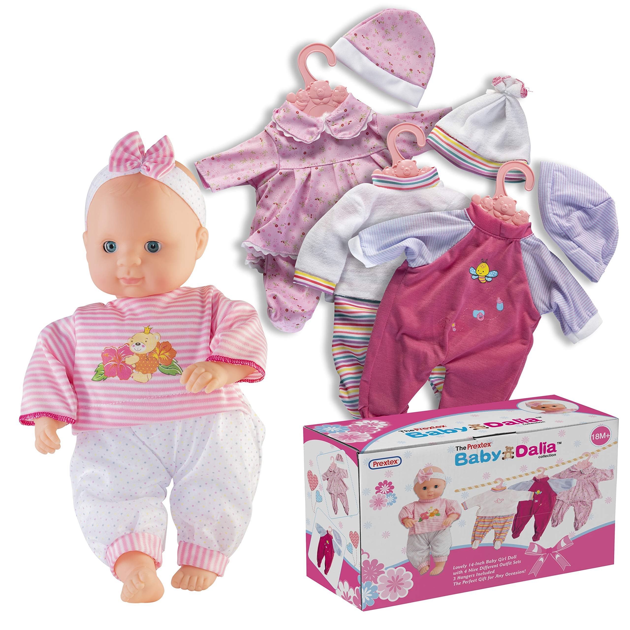 Prextex Baby Doll w/ 12-pc Clothing Set | Baby Dolls Suitcase Set | Baby Doll with Clothes, Accessories | Baby Toy, Soft Baby Doll | Small Baby Doll | Toddler, Girl & Boy | Holiday, Birthday Gift