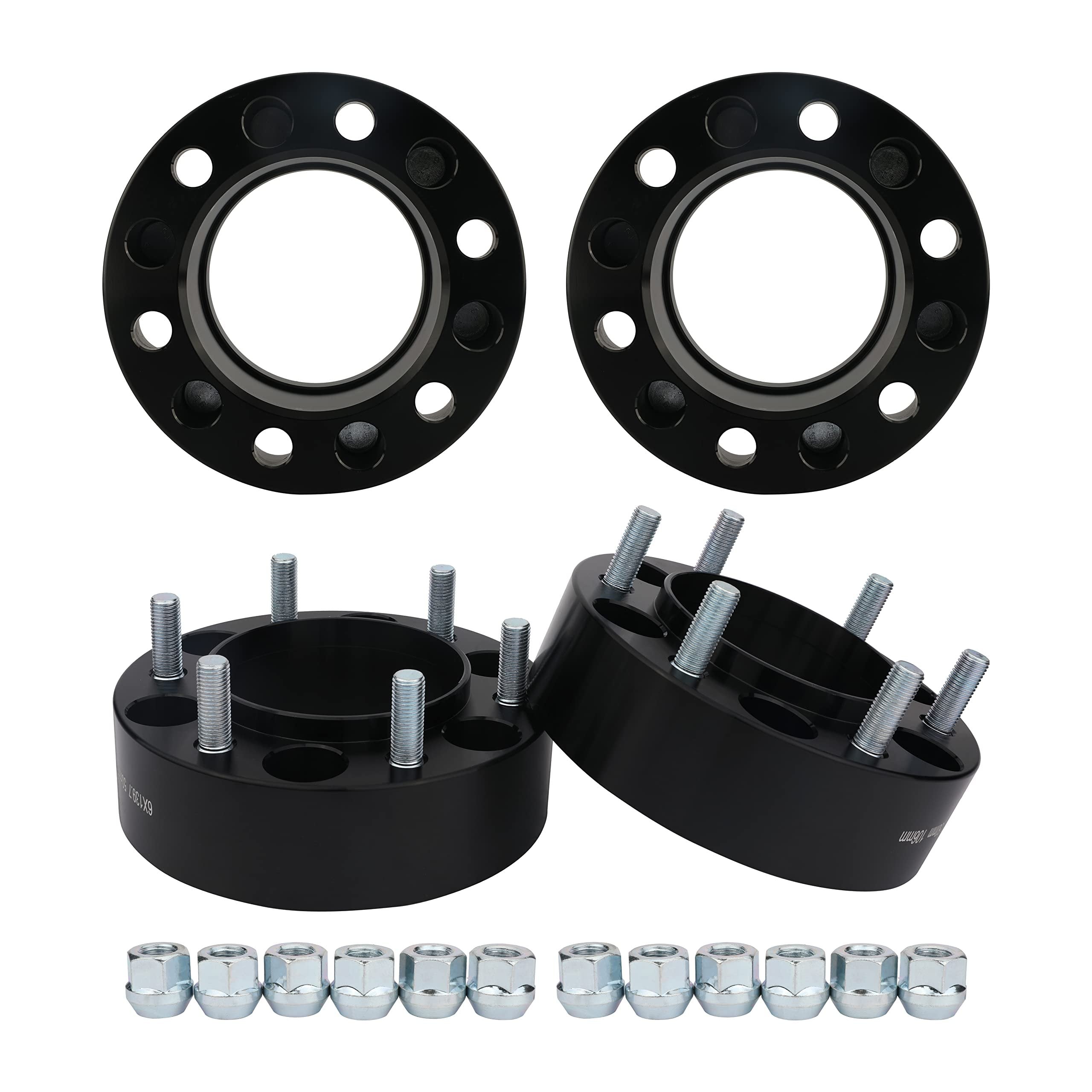 Wheel Spacer Set of 4-2 inch 50mm Thick 6x5.5 Hub Centric Adapter - Compatible with Toyota - 1995-2020 - Tacoma, Tundra, Fj Cruiser, Sequoia, 4Runner, GX470, GX460-6x139.7mm Bolt M12x.15 Studs