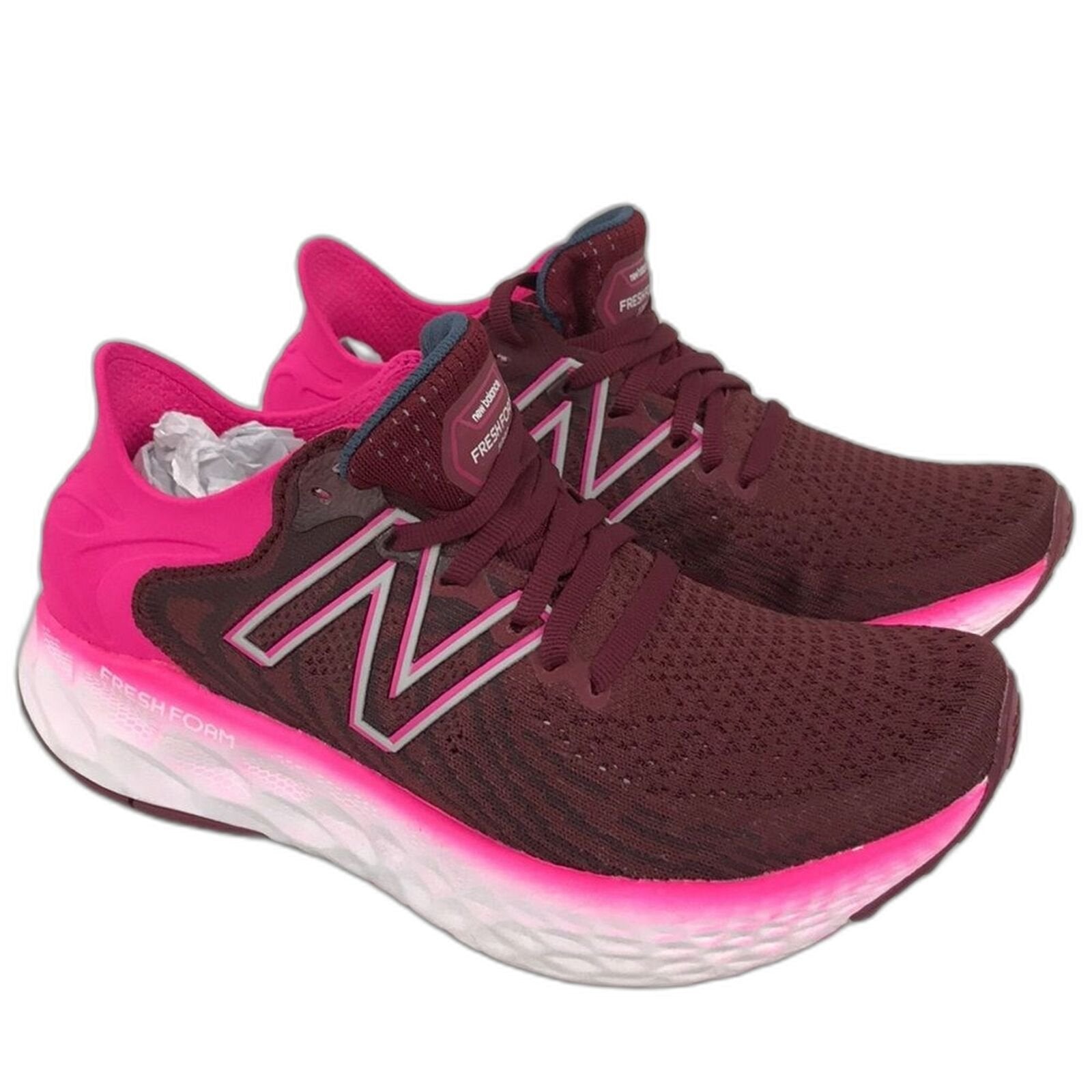 New Balance Womens Fresh Foam 1080 V11 Running Shoe Garnet Pink Glo 6 US