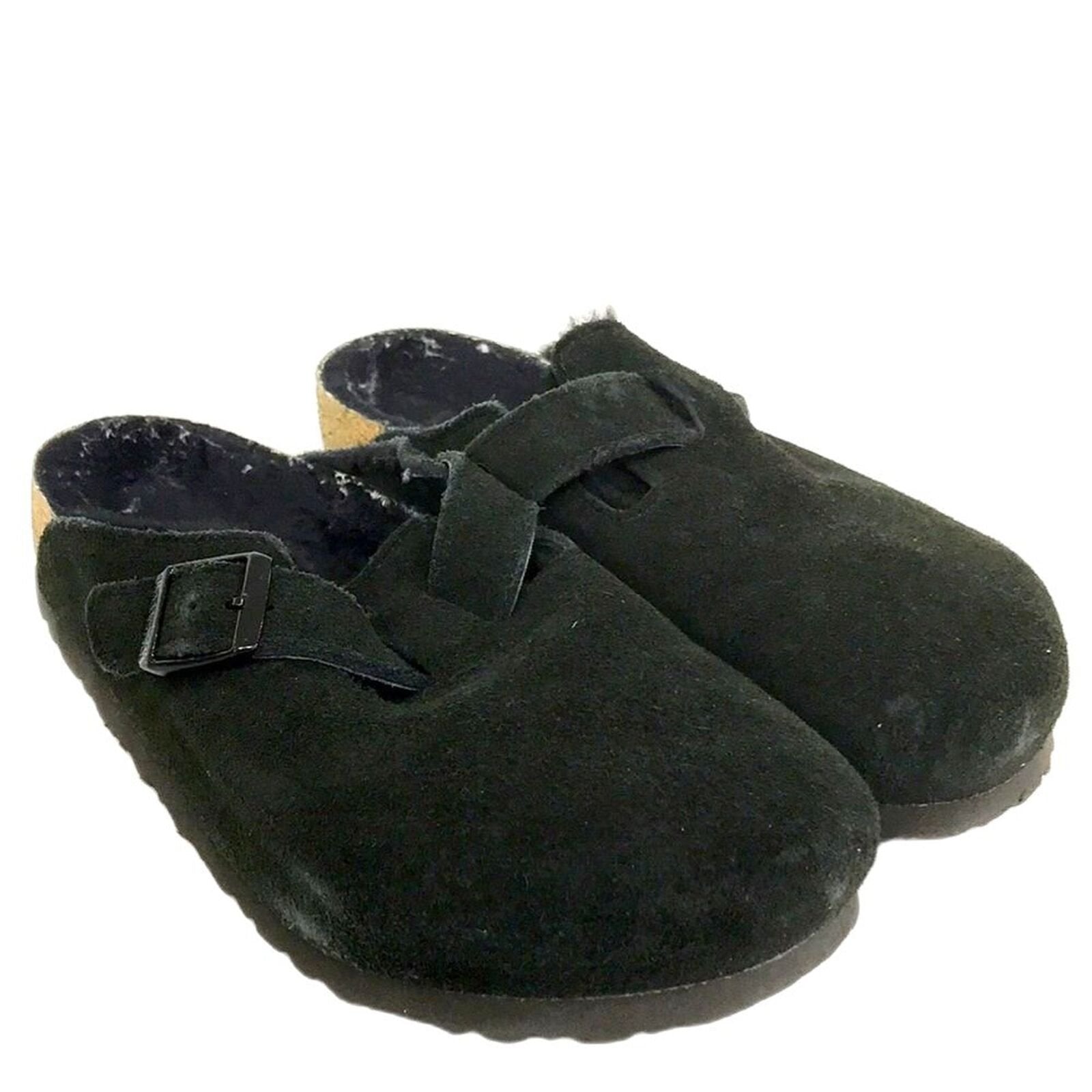 Birkenstock Womens Boston Shearling Clogs Black 7 Medium US