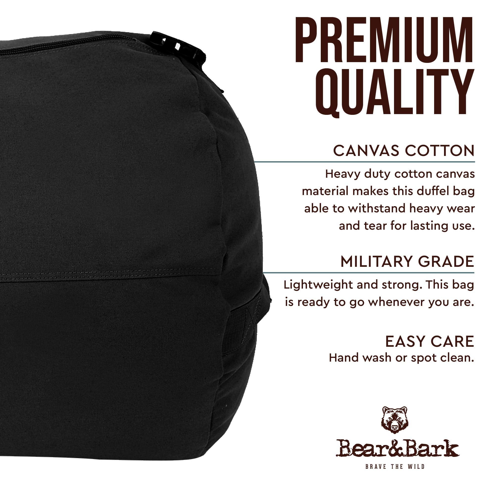 Extra Large Duffle Bag - Black 46"x20" - Canvas Military and Army Cargo Style Duffel Tote for Men and Women- College Student, Backpacking, X-Large Travel and Storage Shoulder Bag