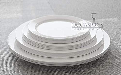 OCCASIONS 40 Plates Pack, Heavyweight Disposable Wedding Party Plastic Plates (7.5'' Appetizer/Dessert Plate, Plain White)