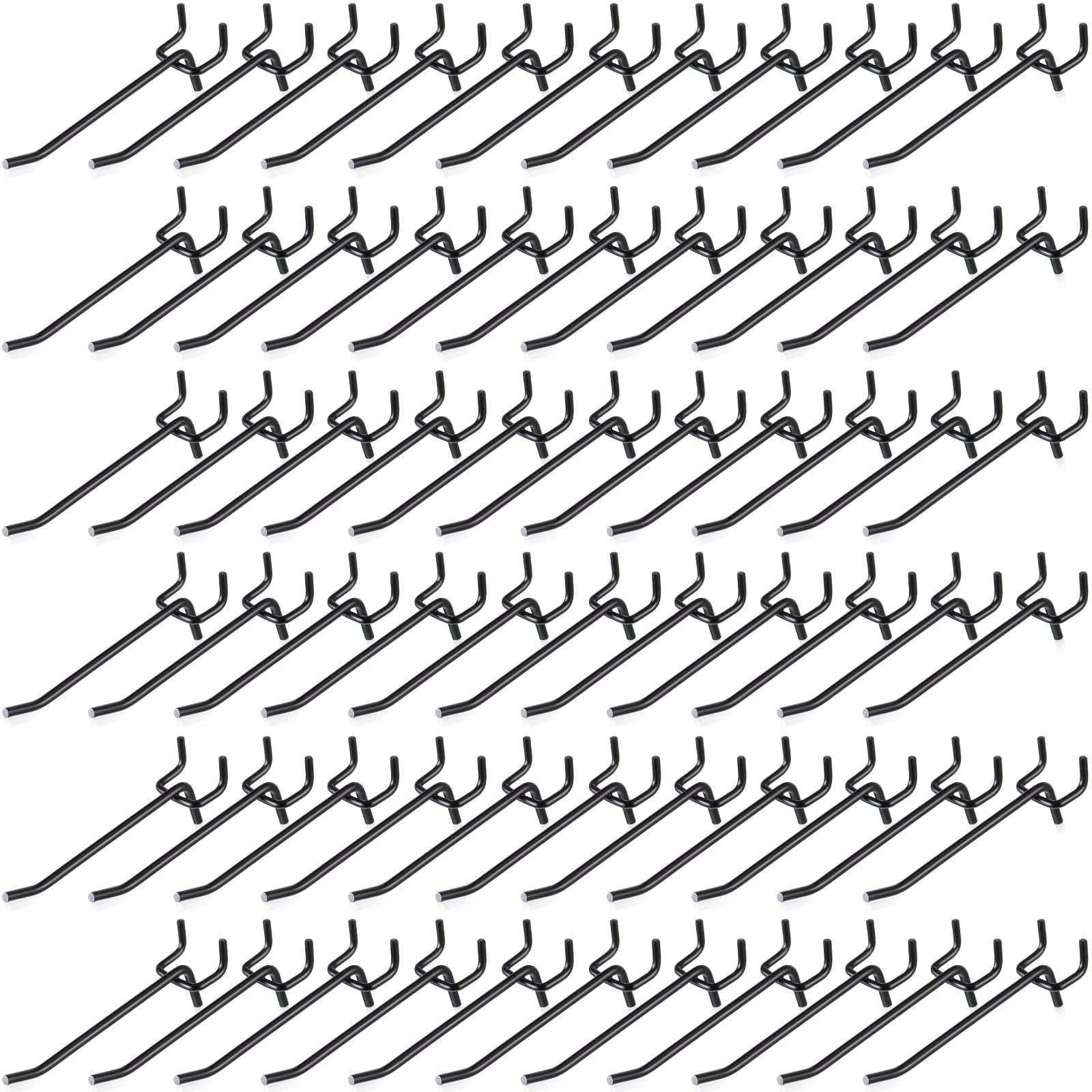 100 Pieces Peg Board Shelving Hooks Black Stainless Steel Pegboard Hooks Pegboard Display Hooks Hanging Peg Board Holders Peg Wall Hooks for 1/8 and 1/4 Pegboard for Garage Storage Organizer (4 Inch)