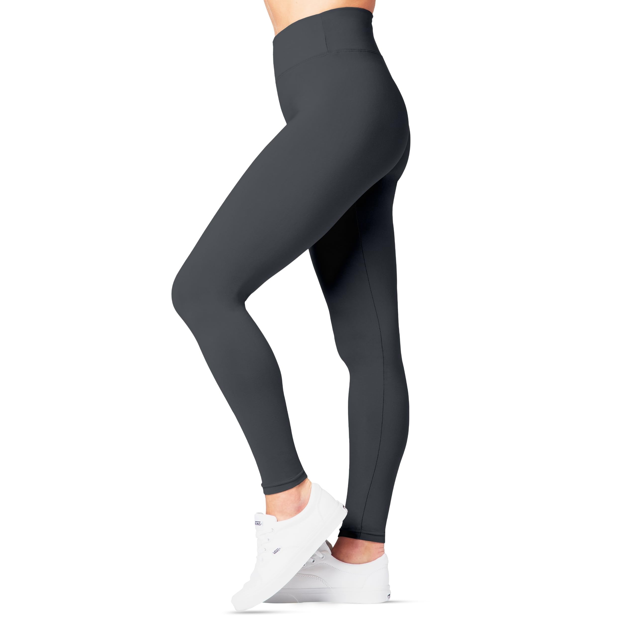 SATINA Womens High Waisted Leggings -, Leggings for Regular & Plus Size Women, 3 Inch Waistband, Charcoal, One Size