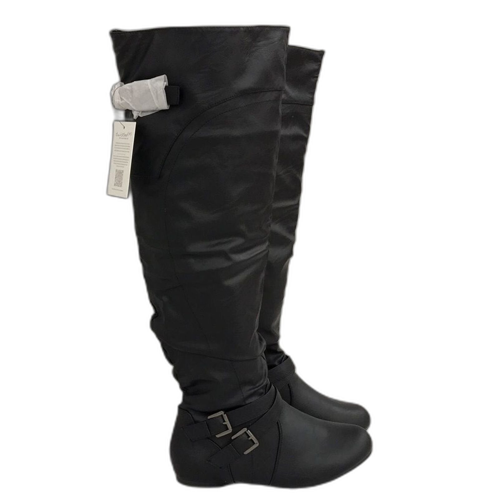 Twisted Shelly Womens Knee High Slouch Flat Wide Calf Boots 9 US