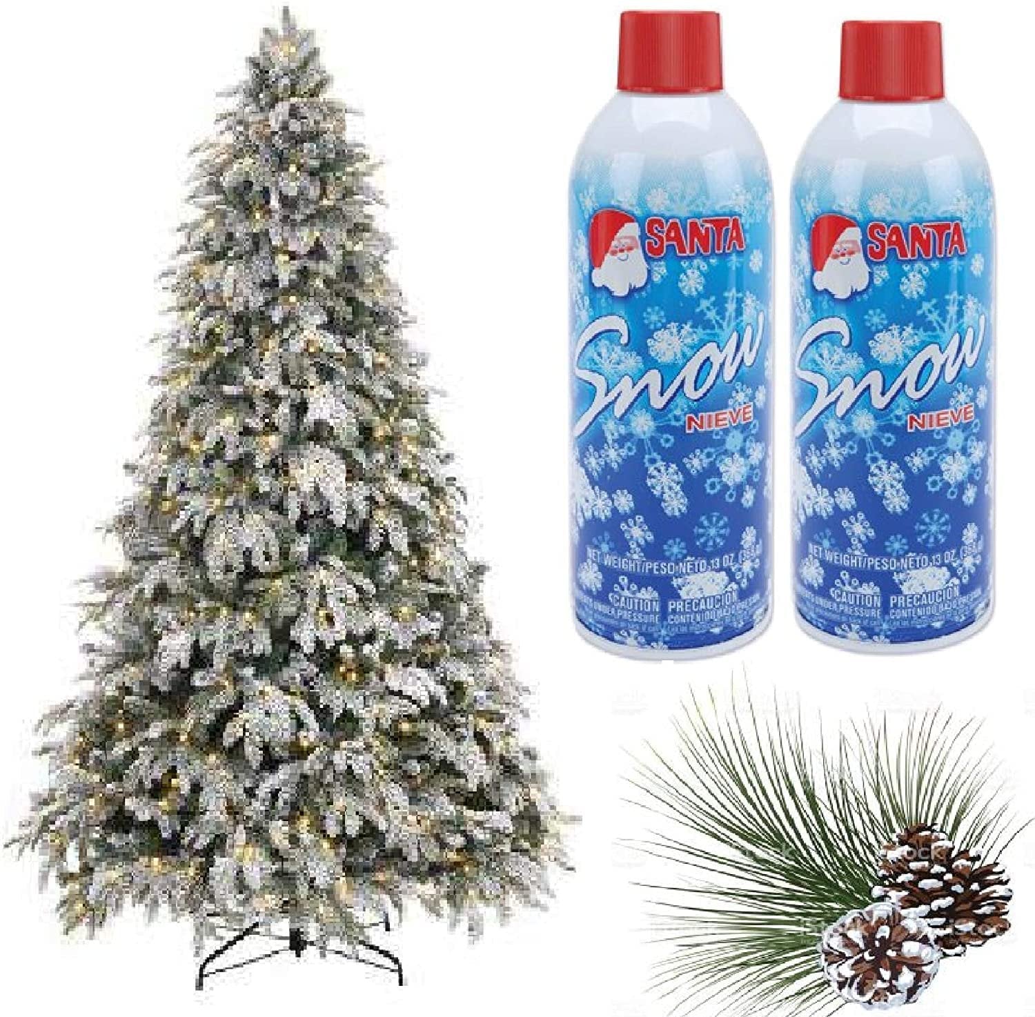 Prextex Winter Textured Snow Spray - 2pk 13oz Aerosol Bottles - Artificial Snow, Christmas Snow Artificial Tree, Fake Snow Frosted Windows, Holiday Winter Crafts, Nieve Christmas Village, Instant Snow
