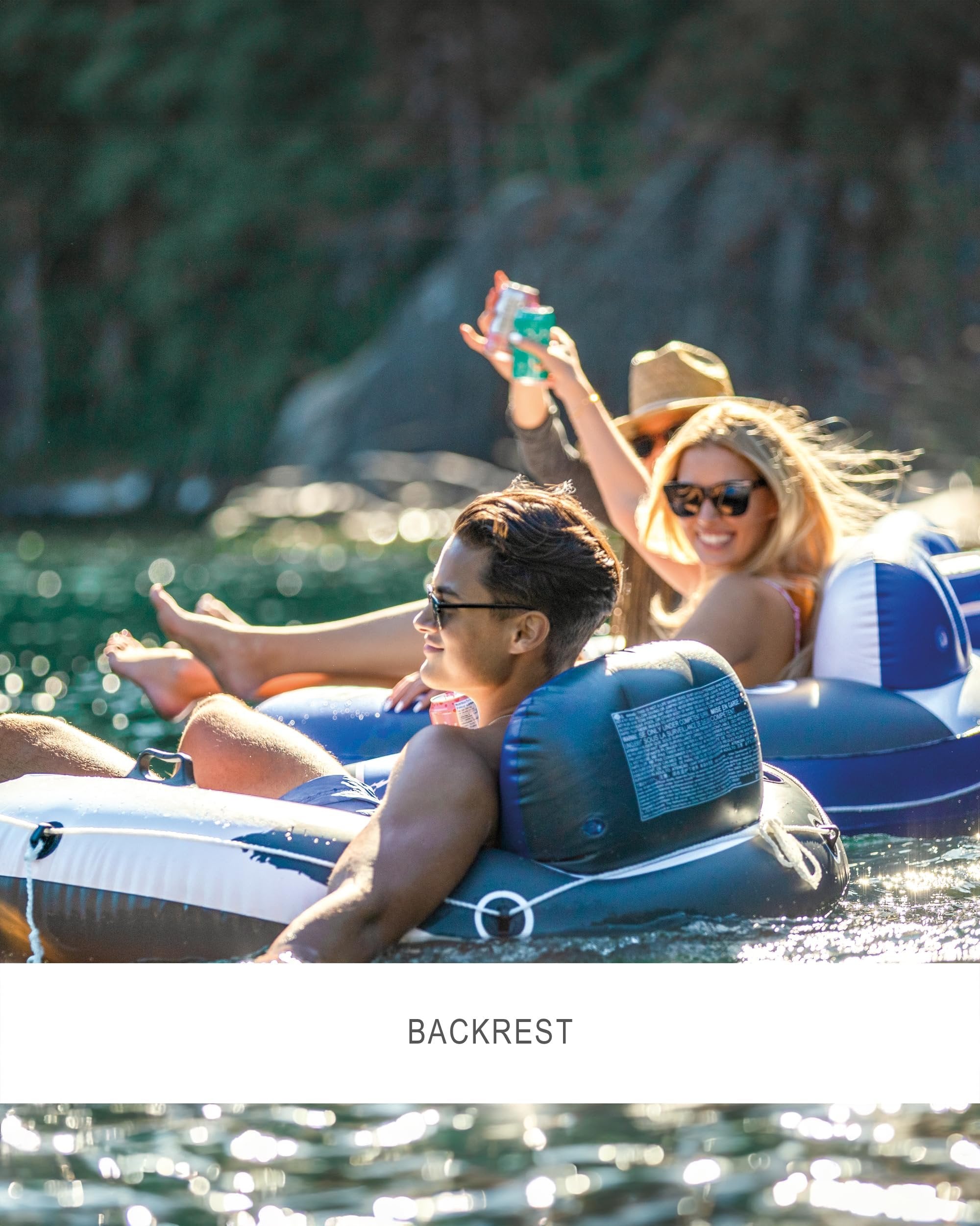 INTEX 58854EP River Run Connect Inflatable Floating Lounge: Comfortable Backrest - Built-in Cup Holder - Durable Grab Handles - Easy-to-Use Connectors - 220lb Weight Capacity