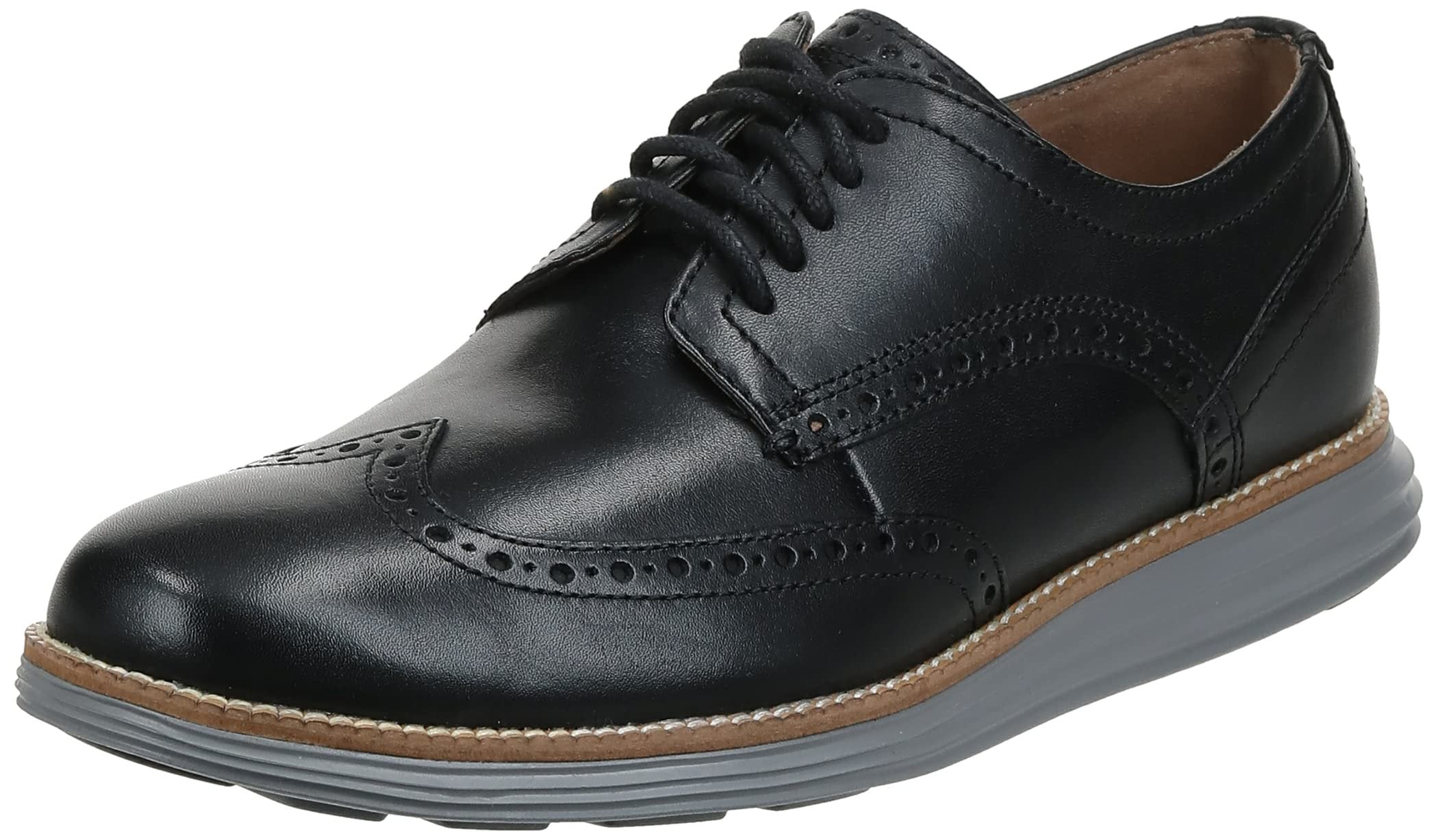 Cole Haan mens Original Grand Wingtip Oxford, Black Leather/Ironstone, 14 US