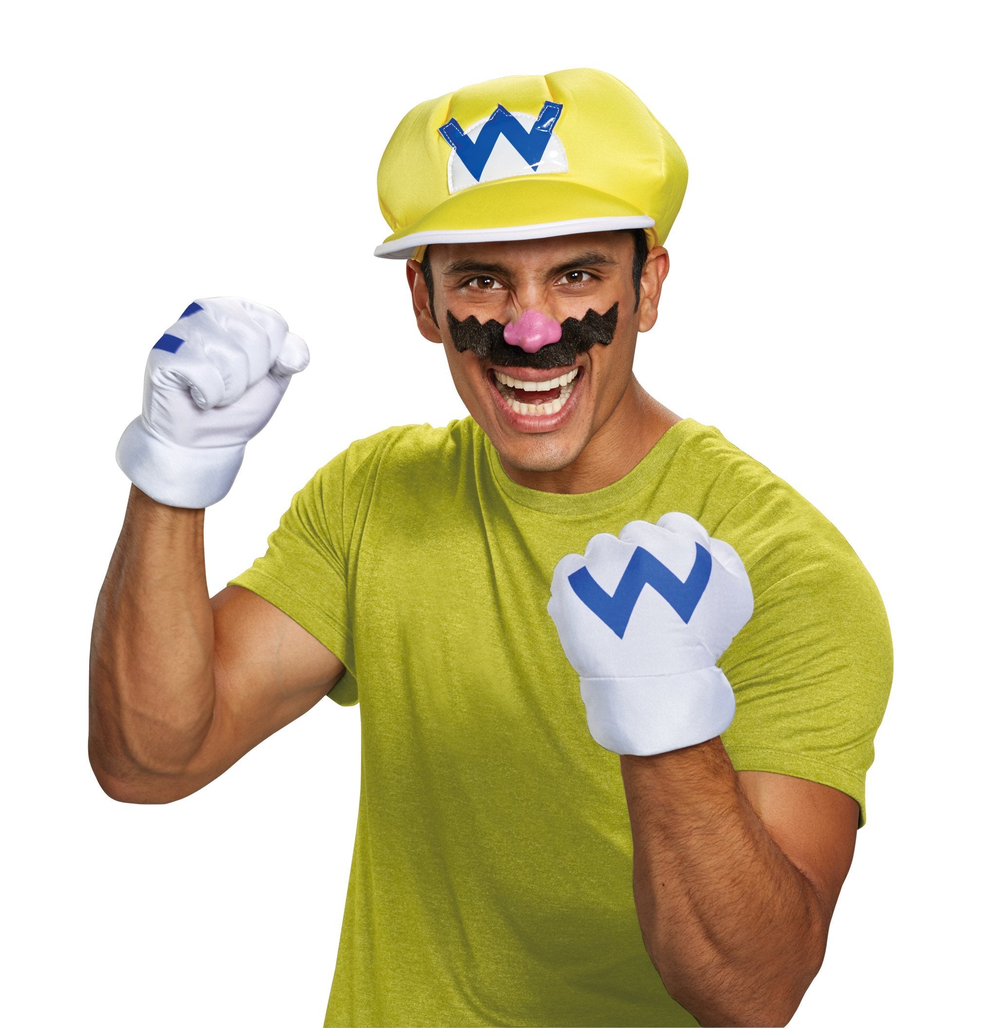 Disguise mens Warrio Kit for Adults, Official Super Mario Hat With Gloves and Mustache Costume Accessories, As Shown, One Size US