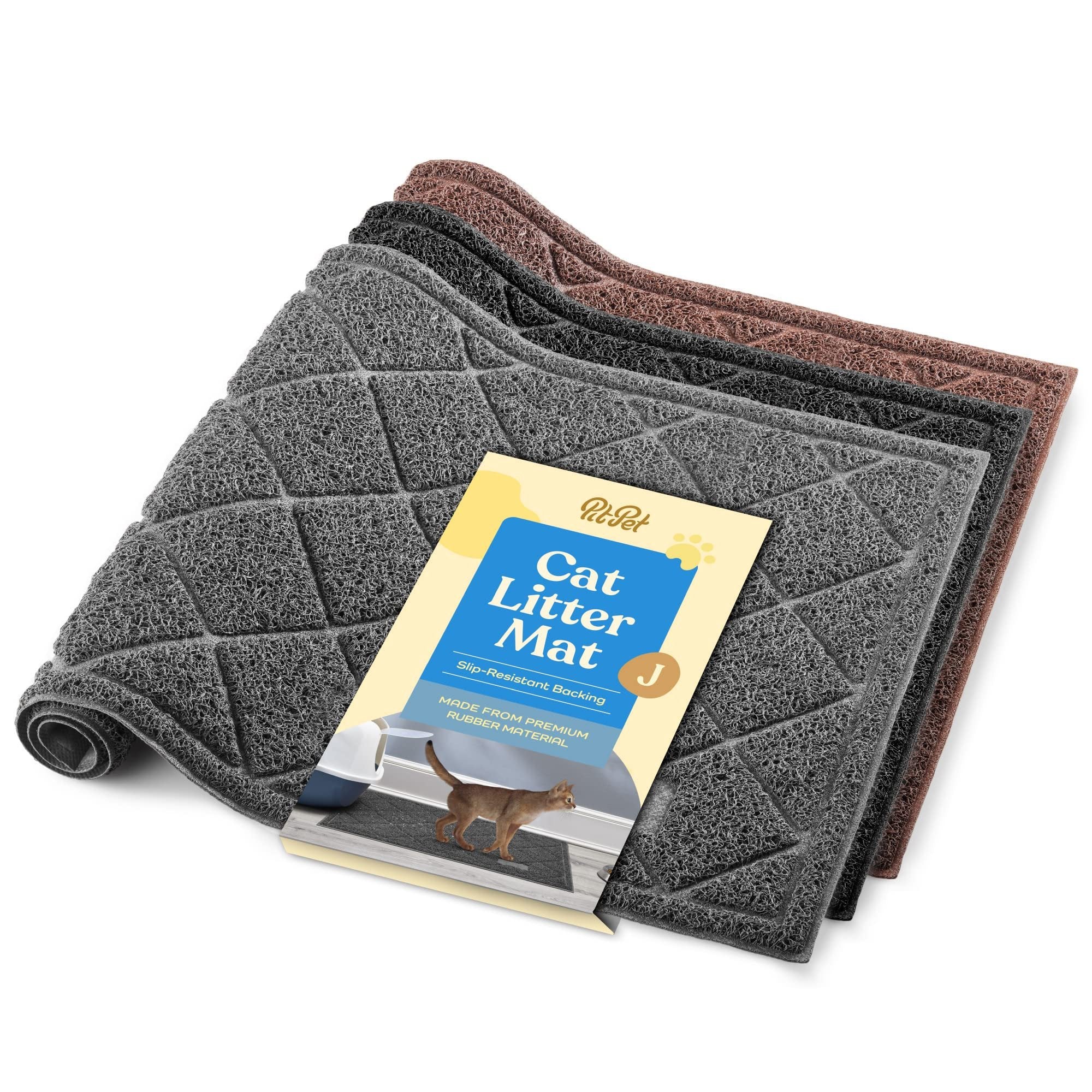 Durable Thick Cat Litter Mat - Modern Cat Mat With Non-Slip Bottom Stays In Place - Super Soft On Kitty Paws - Easy To Clean Litter Box Mat - Waterproof Cat Litter Trapping Mat Protect Floors.