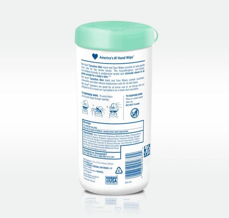 WET ONES Sensitive Skin Moist Wipes Extra Gentle 40 Each (Pack of 2)