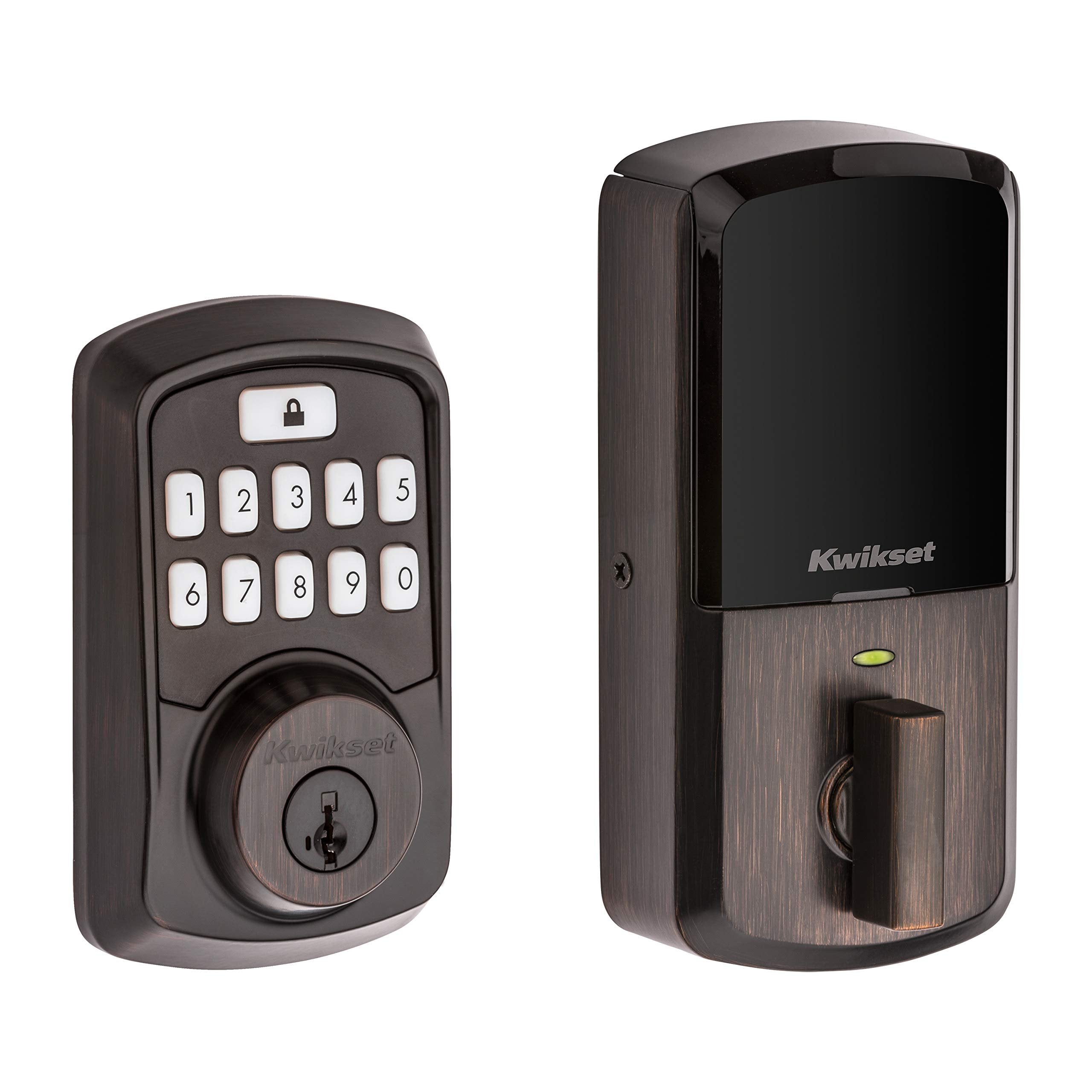Kwikset 99420-002 Aura Bluetooth Programmable Keypad Door Lock Deadbolt Featuring SmartKey Security, Venetian Bronze