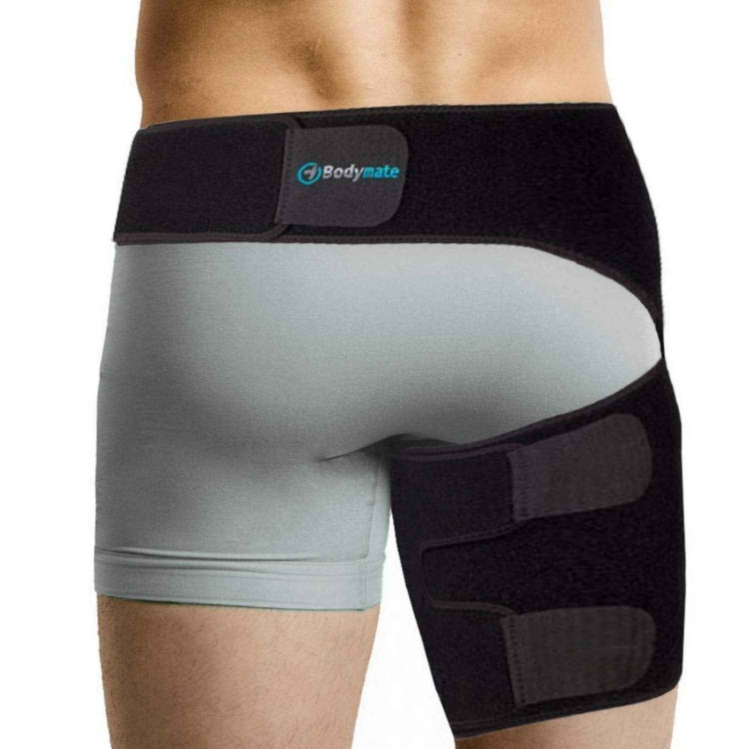 Bodymate® Compression Brace for Hip, Sciatica Nerve Pain Relief Thigh Hamstring, Quadriceps, Joints, Arthritis, Groin Wrap for Pulled Muscles, Hip Strap, Sciatica brace/SI belt for Men, Women
