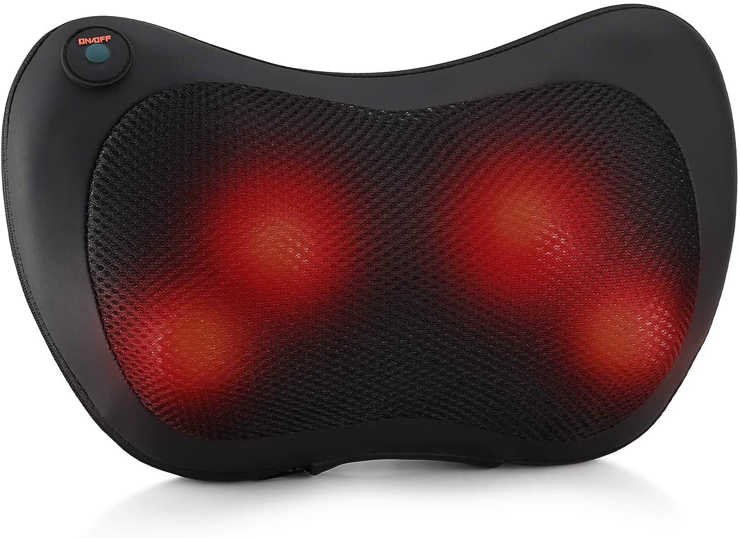 Portable Back Massager Pillow with Heat - Shiatsu Kneading for Black Body Relief
