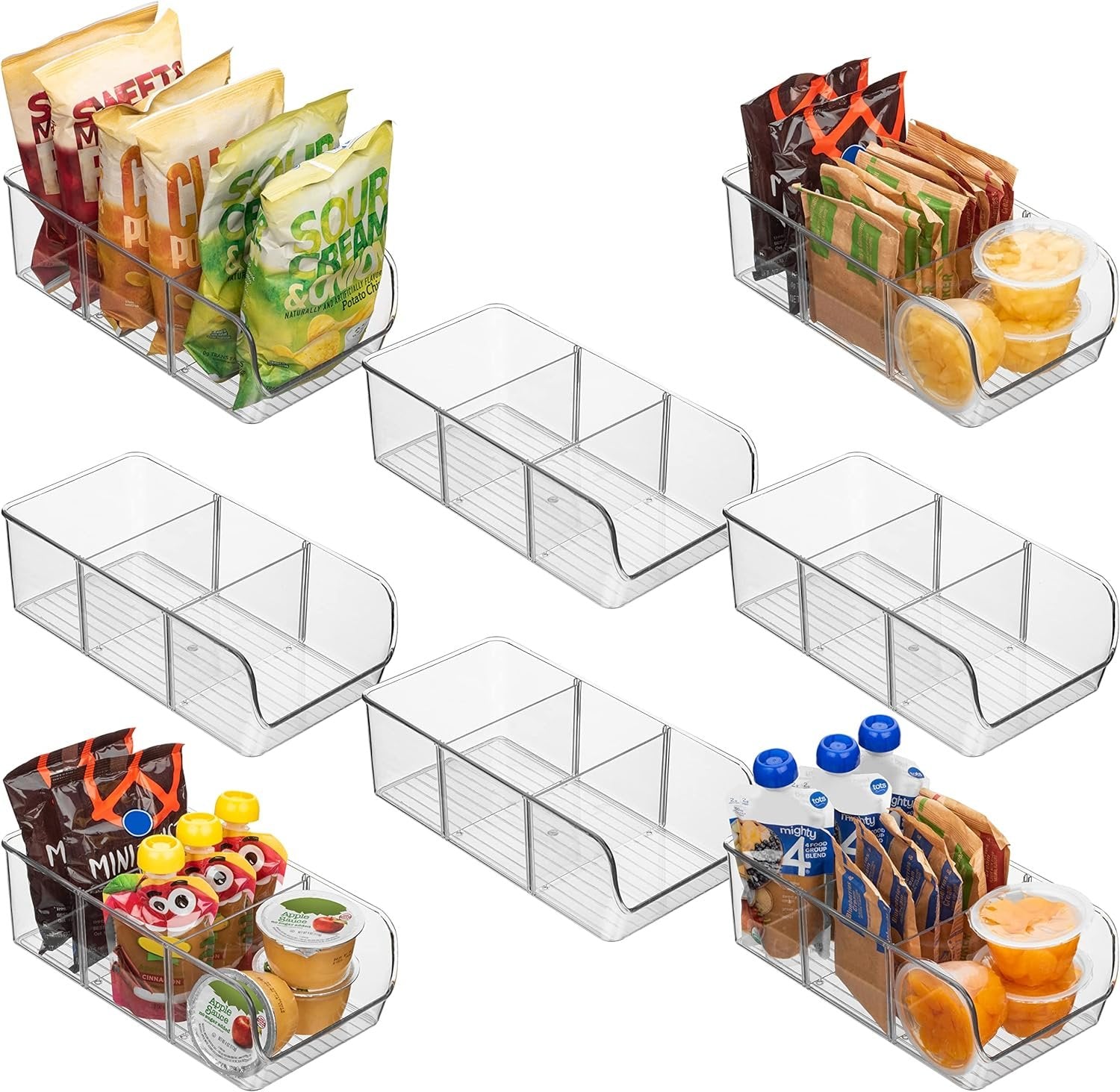ClearSpace Plastic Pantry/Kitchen Organization and Storage Bins with Dividers – Perfect Organization or Kitchen Storage – Fridge Organizer , Cabinet Organizers