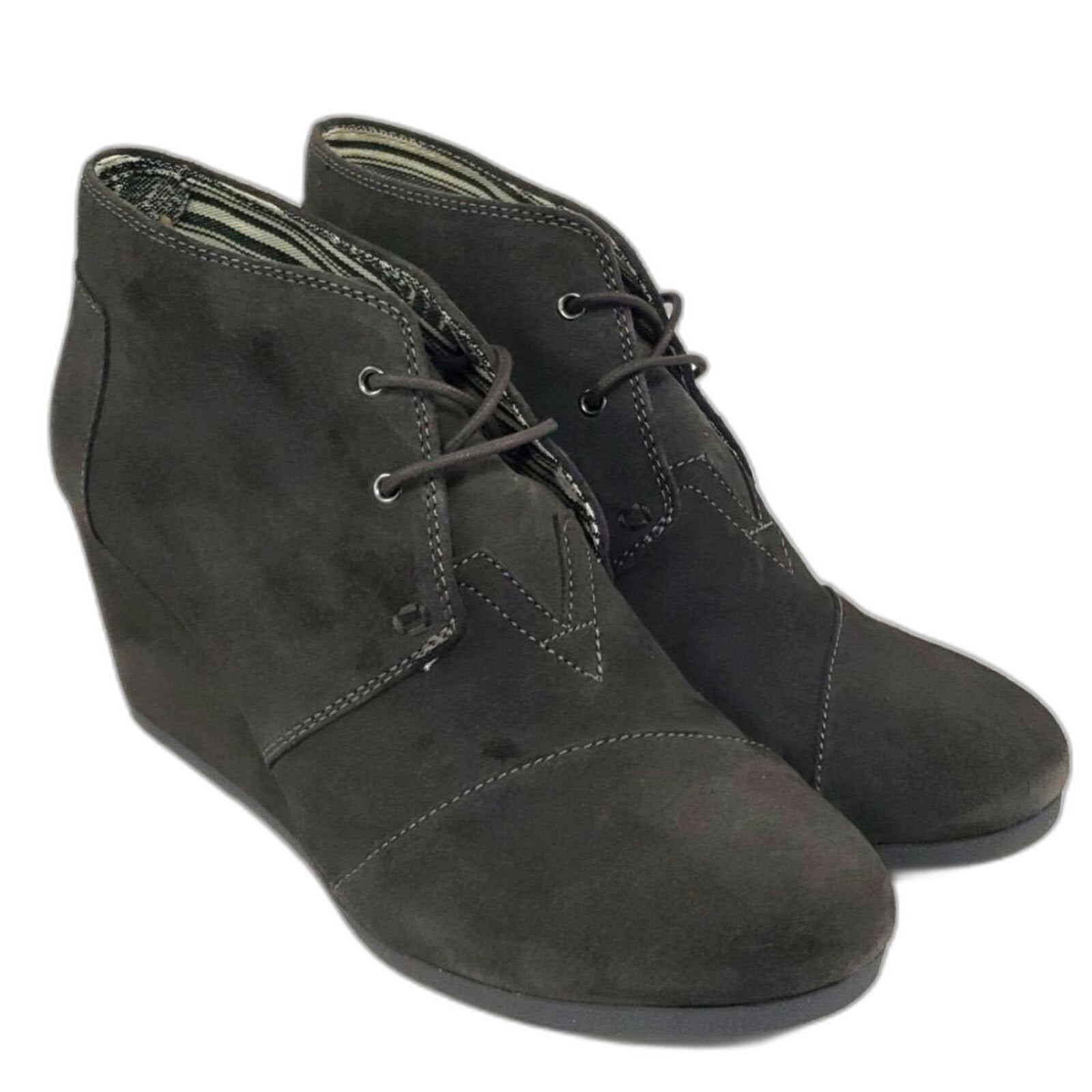 Toms wedges suede grey Womens 12 US