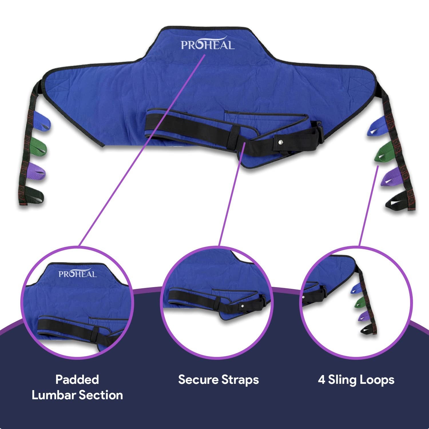 ProHeal Universal Sit to Stand Lift Sling, Medium - Polyester Slings for Patient Lifts - Compatible with Hoyer, Invacare, McKesson, Drive, Lumex, Joerns and More