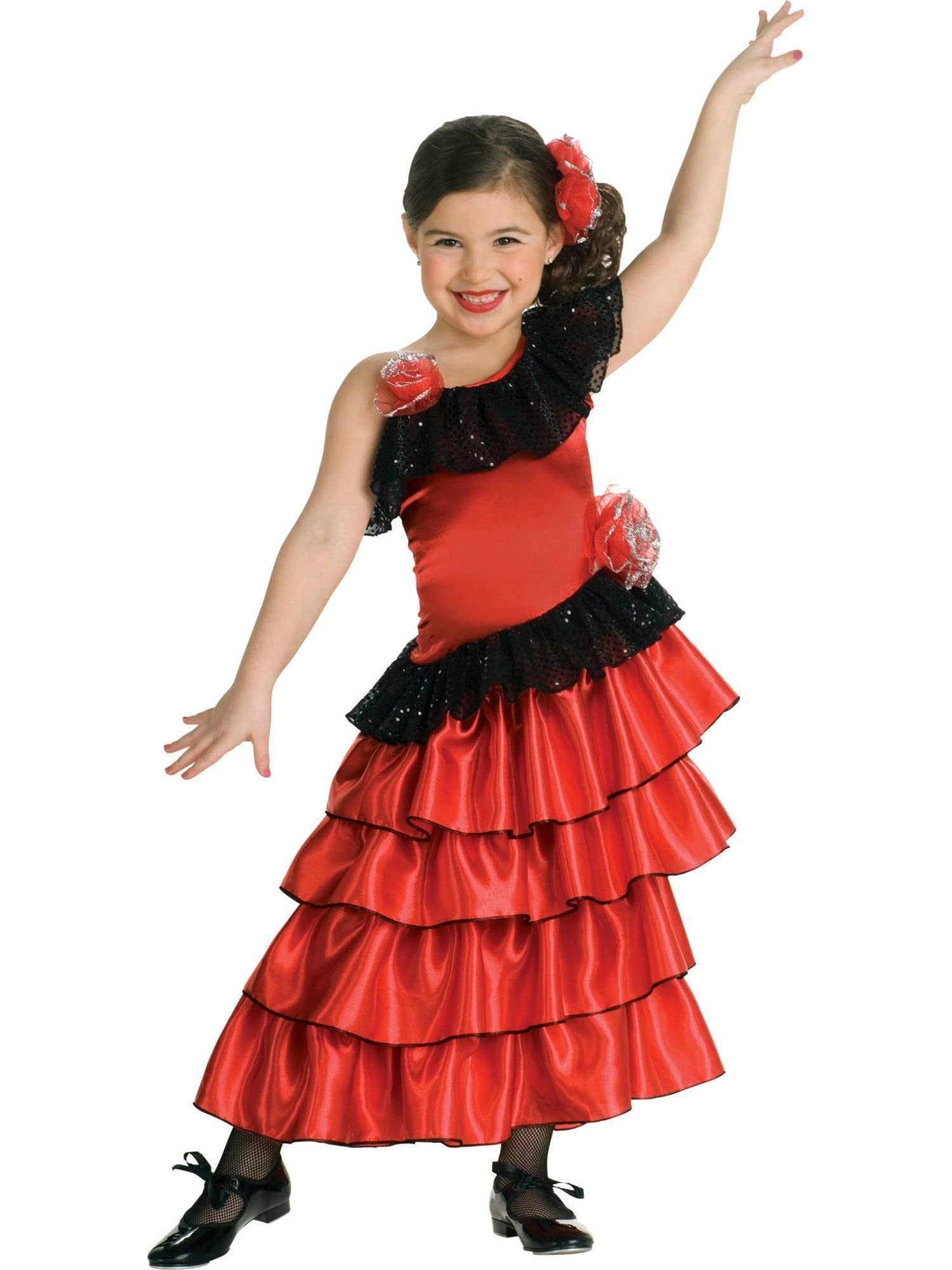 Child's Red and Black Spanish Princess Costume, Large
