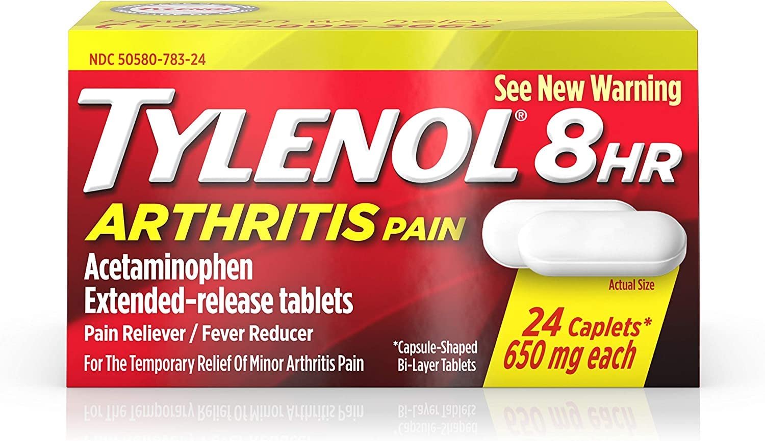 TYLENOL Arthritis Pain Caplets Push & Turn Cap 24 ea ( Pack of 3)
