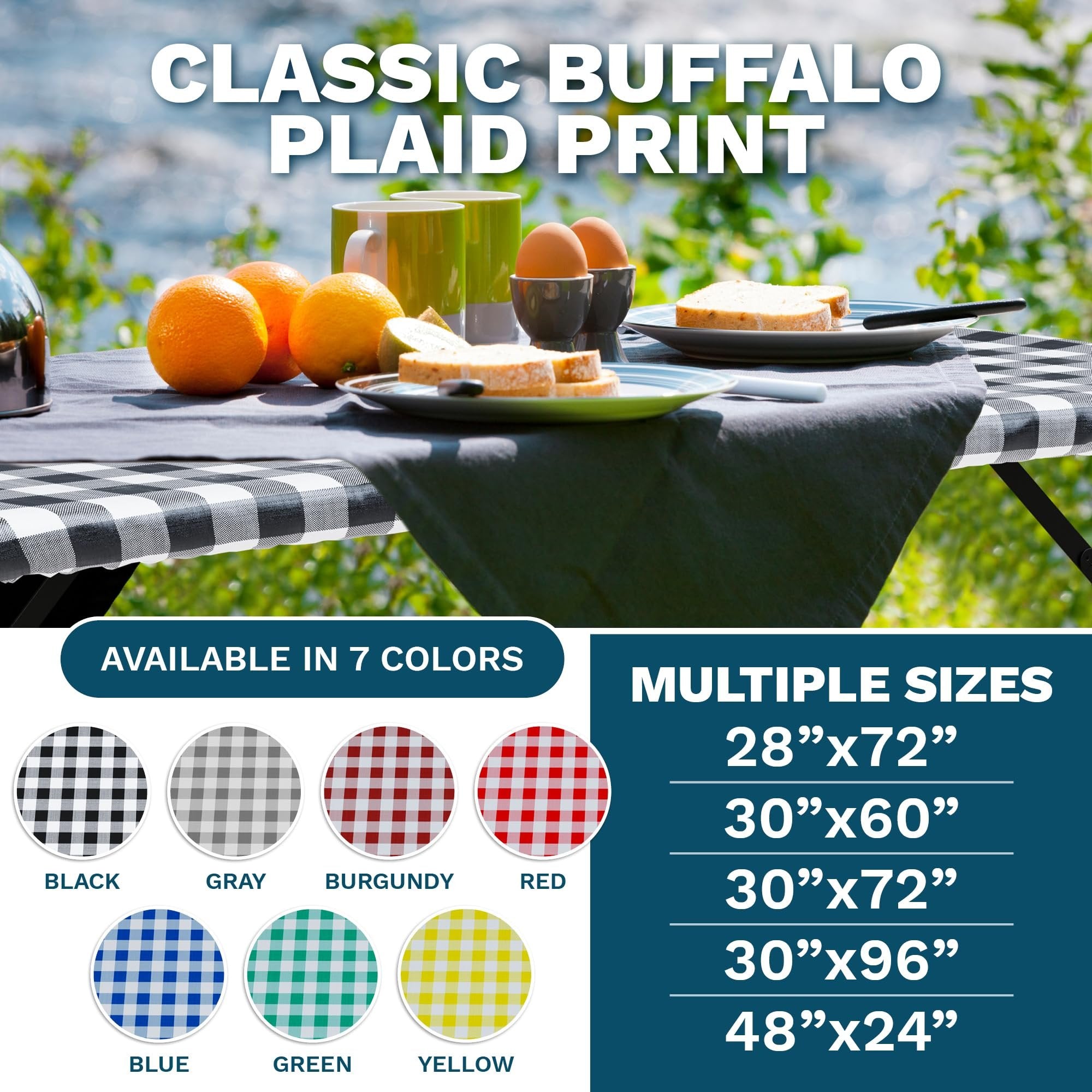 Sorfey Tablecover -Fitted with Elastic, Vinyl with Flannel Back, Fits for Table 48"x 24" Rectangle,Water Proof, Easy to Clean, Checked Yellow Design