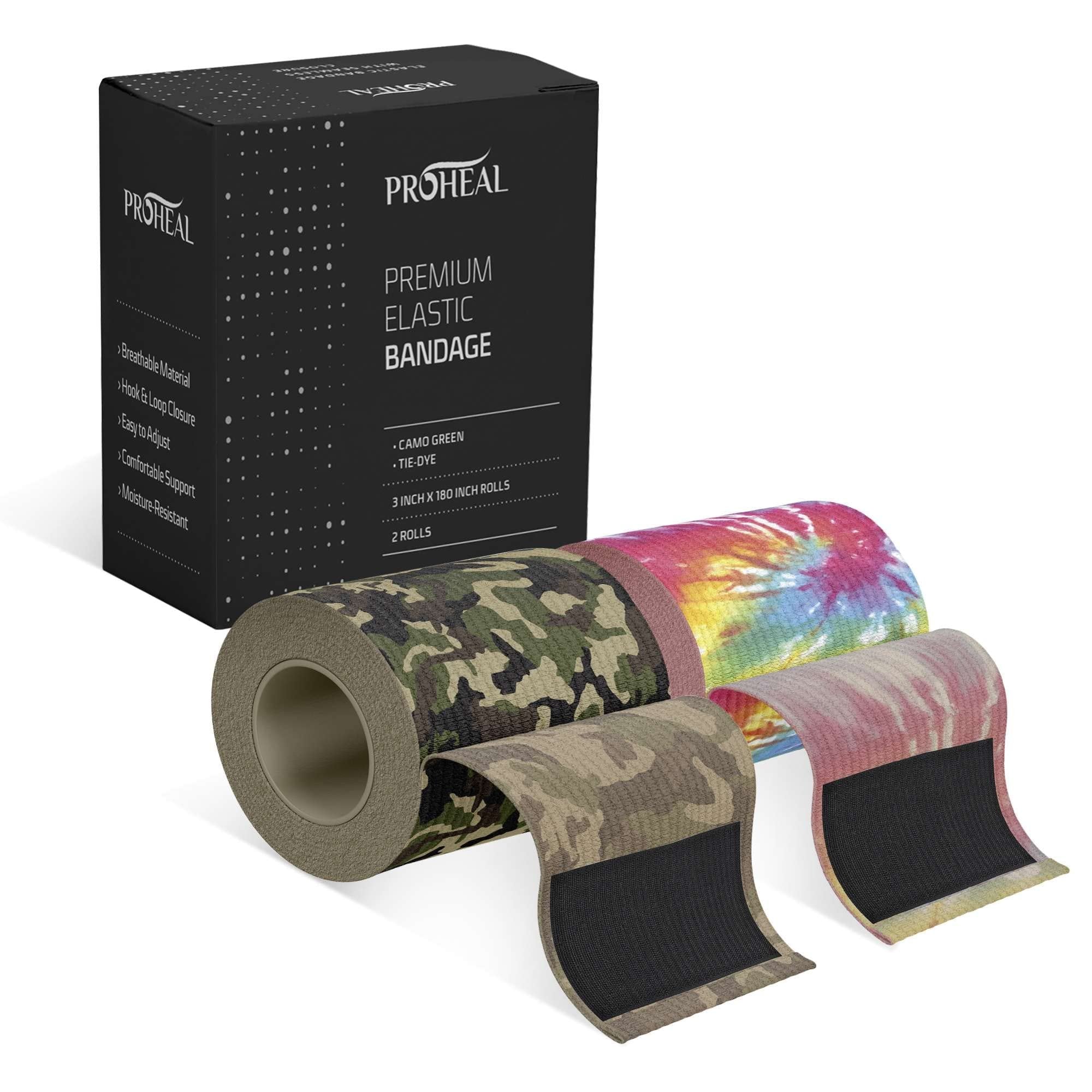 Elastic Bandage Wrap with Self Closure - 3” x 180” Compression Sports Wrap - 2 Breathable and Moisture Resistant Elasticated Medical Wrap Bandages for Foot, Leg, Arm, and Body Sprains