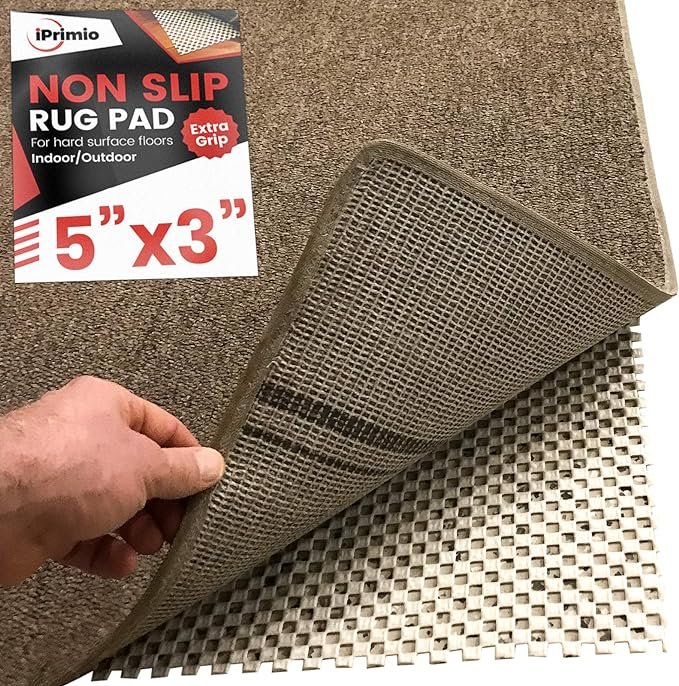 iPrimio Non Slip Area Rug Gripper Pad 5x8 for Bathroom, Indoor, Kitchen and Outdoor Area - Extra Grip for Hard Surface Floors