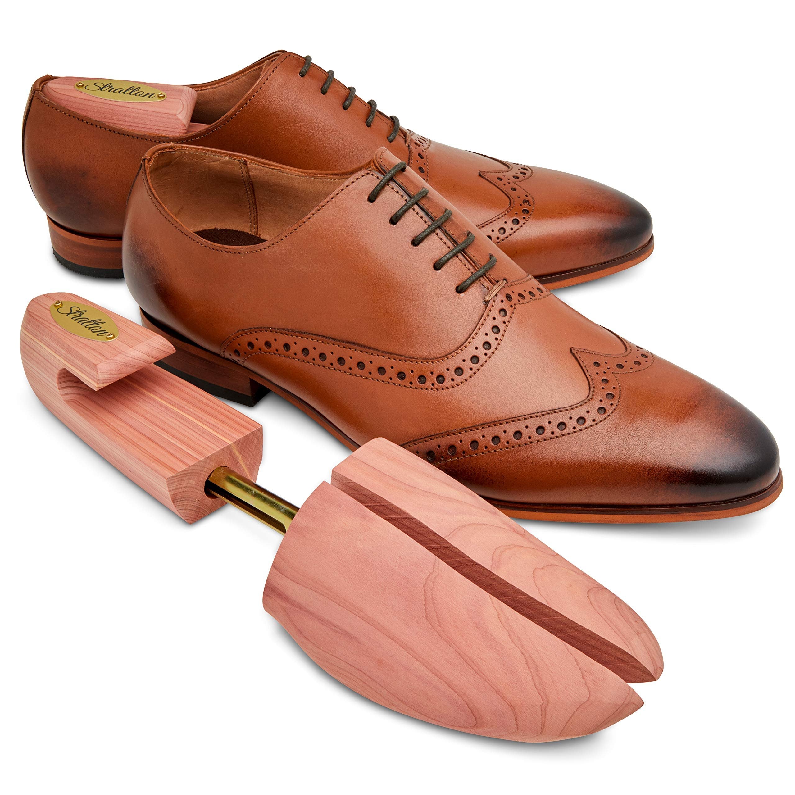 Stratton MEN’S ADJUSTABLE SPLIT TOE CEDAR SHOE TREE - GROWN IN USA (Large / 10-11 US) 4 PACK