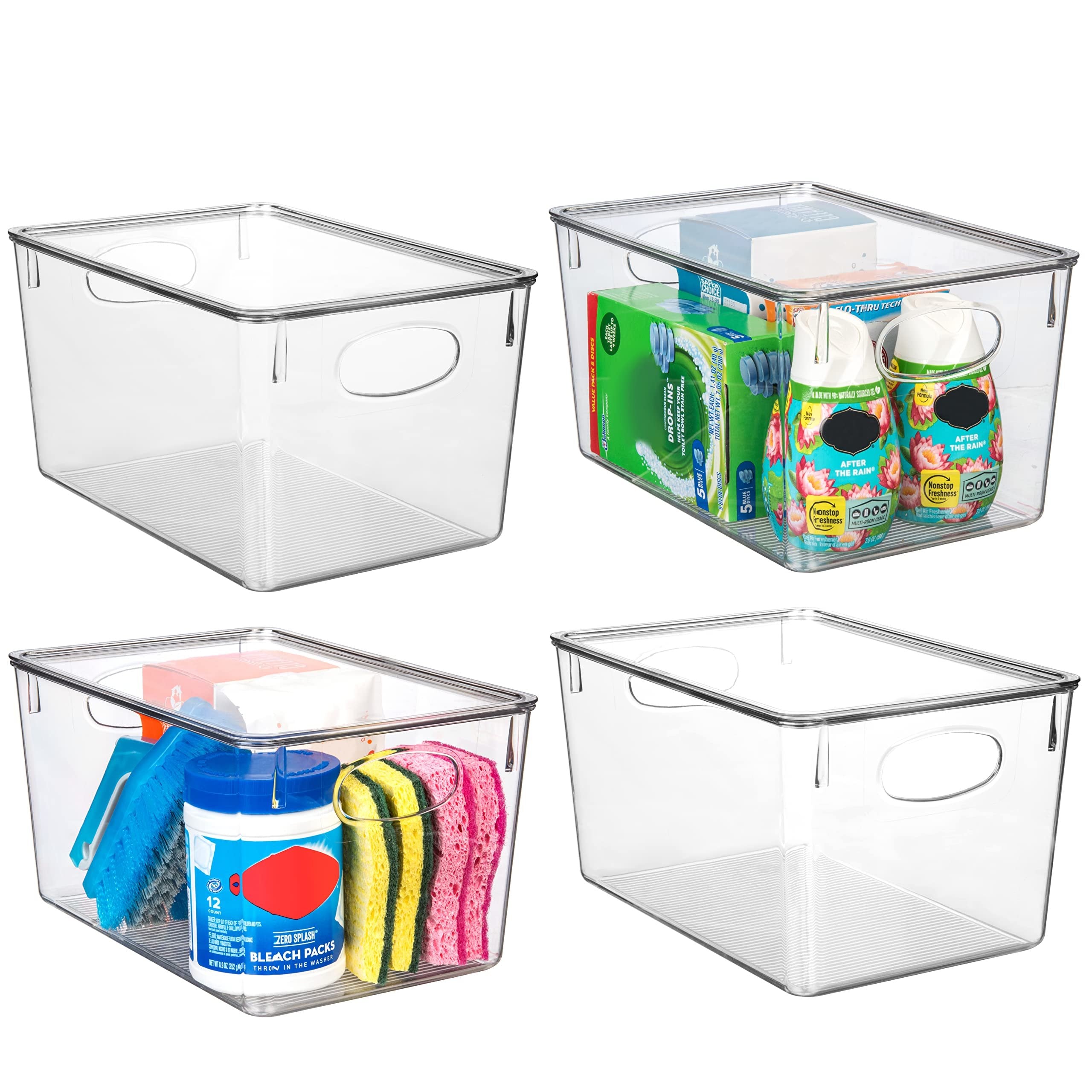 CLEARSPACE Plastic Storage Bins With lids - Perfect Kitchen Organization or Pantry Storage - Fridge Organizer, Pantry Organization and Storage Bins, Cabinet Organizers - 4 Pack