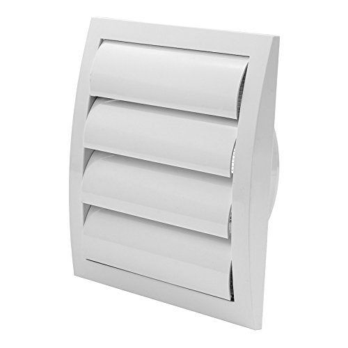 White Exhaust Hood Vent 5'' Inch with Built-in Pest Guard Screen and Flange, White, Air Vent Cover, HVAC Exhaust Vent Duct Cover, Exhaust Cap
