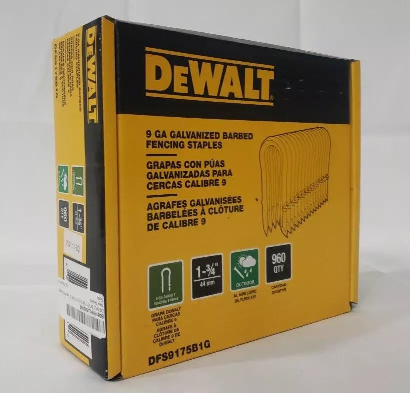 DEWALT DFS9200B1G 9 Gauge 2" Galvanized Barbed Fencing Staple (Pack of 960)