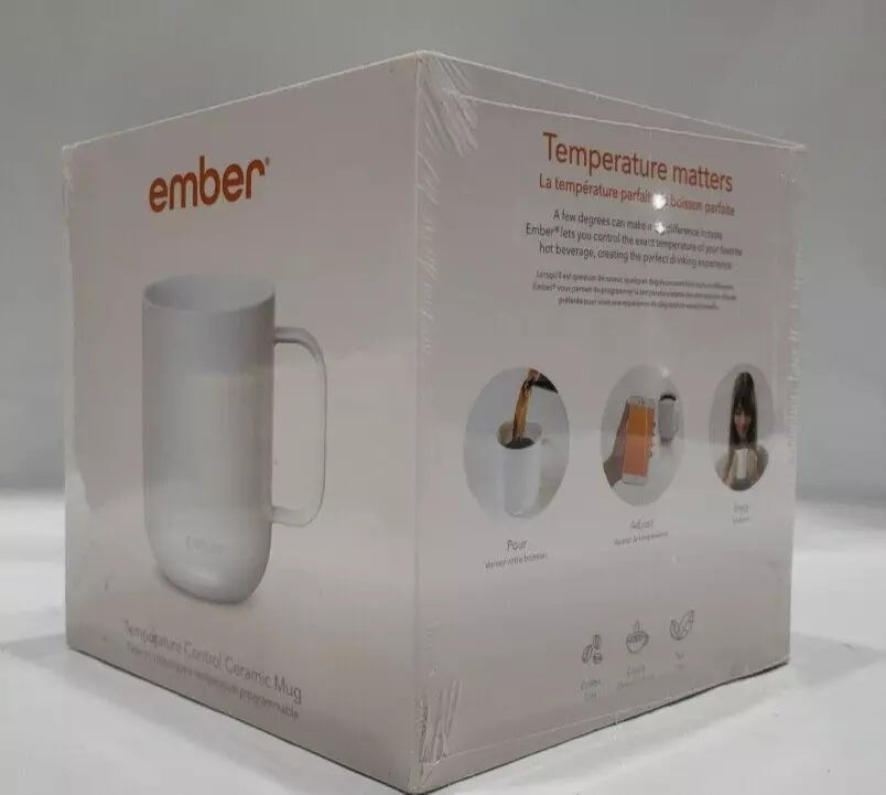 Ember Temperature Control Smart Mug, 10 Ounce, 1-hr Battery Life, White - App Co