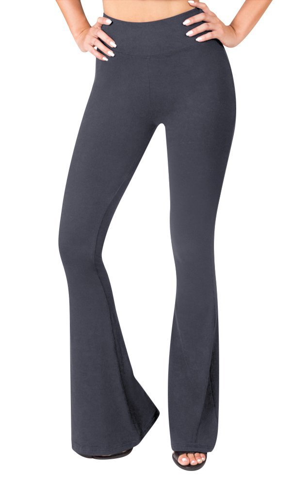 SATINA Small Charcoal Palazzo Pants | High Waisted Flare Wide Leg | Solid | Reg & Plus