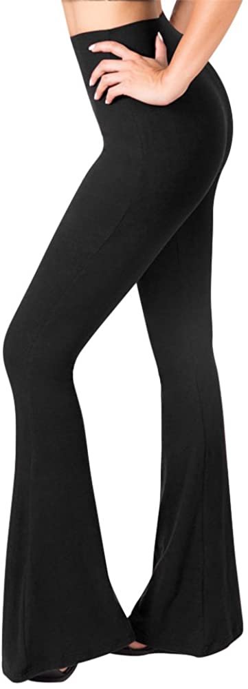 High Waisted Flare Palazzo Pants - SATINA - Black - Reg & Plus - Free Shipping