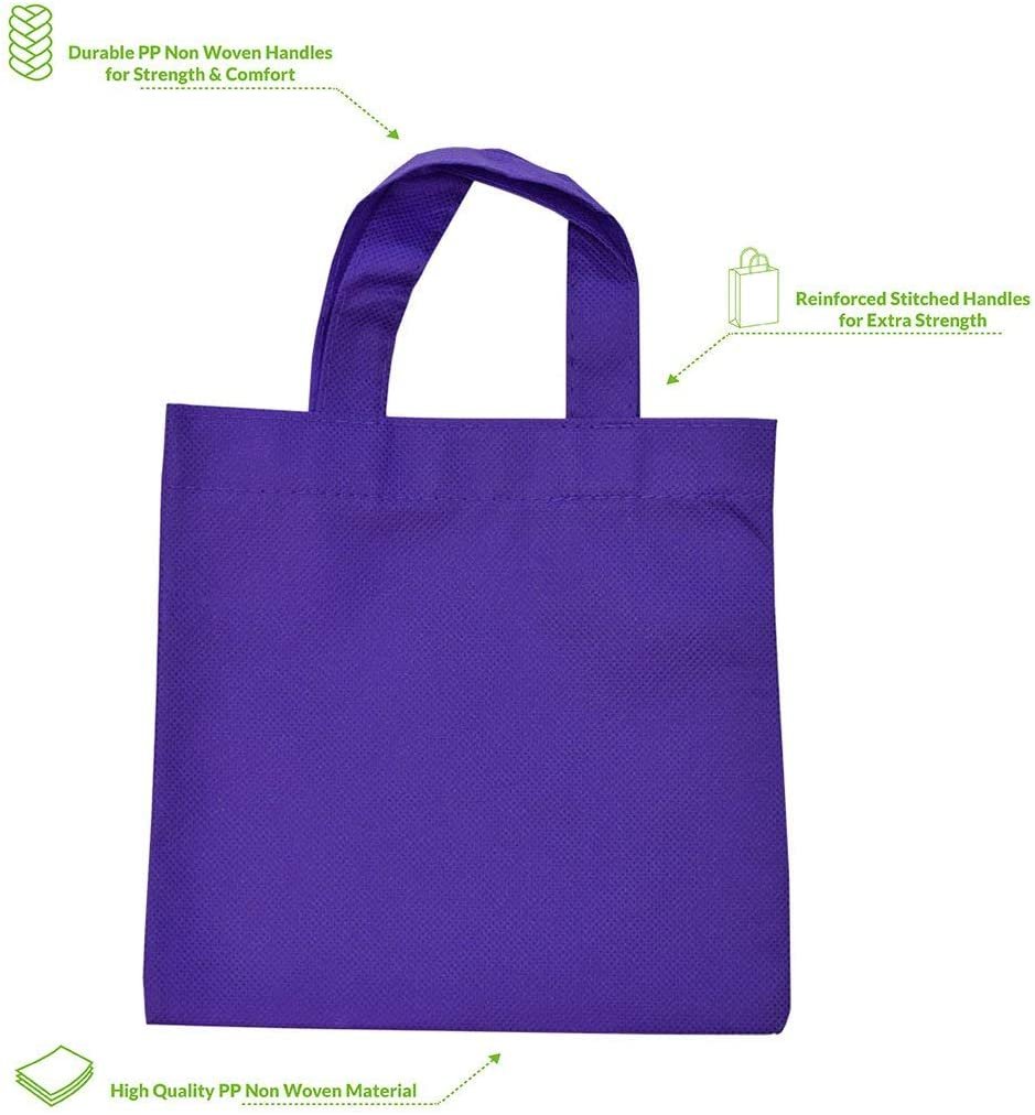 12 Pack 6x6 Inch Multi-Color Reusable Gift Bags with Handles - Eco Friendly Totes for Parties, Birthdays, and Holidays