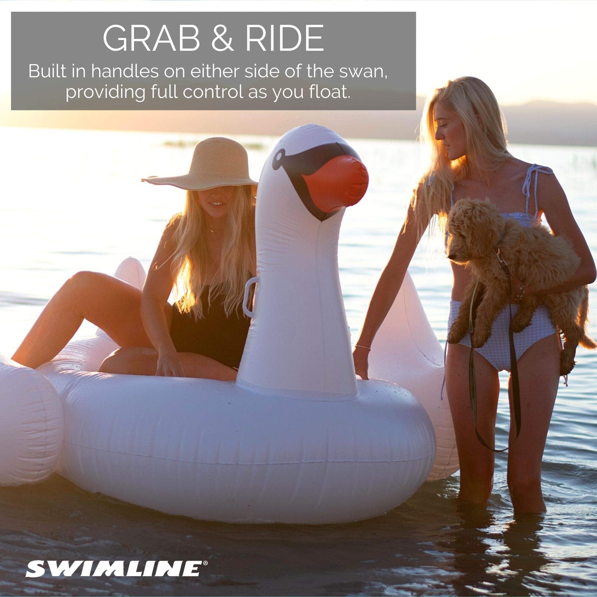 Swimline 90621 Giant Swan Inflatable Ride-On Pool Float, 1-Pack, White