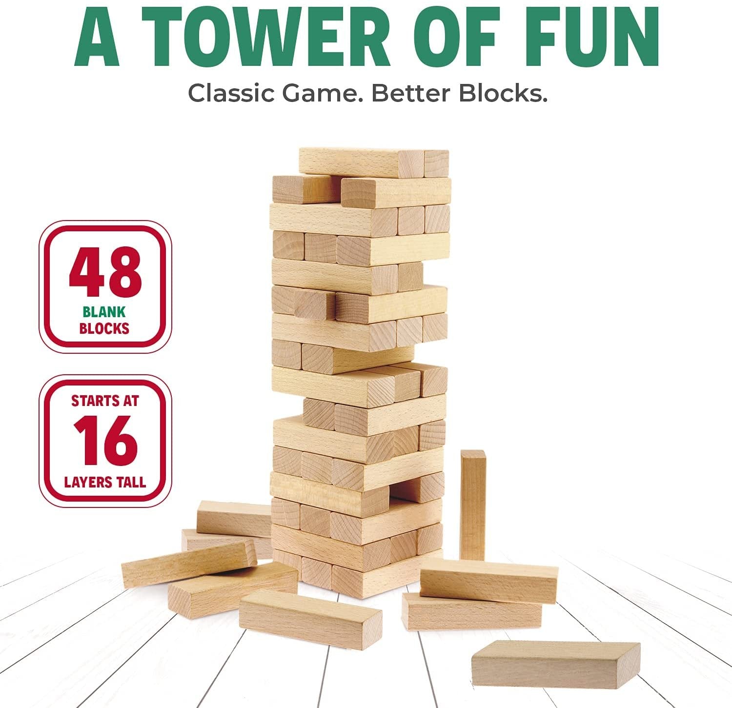 CoolToys Timber Tower Wood Block Stacking Game - Original Edition 48 Pieces - 1 Pack Size - Free Shipping