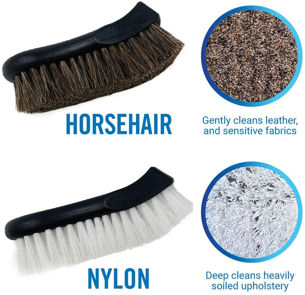 Car Upholstery Brush Set Horse Hair Multicolor - Detailing for Interior, Boat, Couch, Sofa, Leather Cleaner
