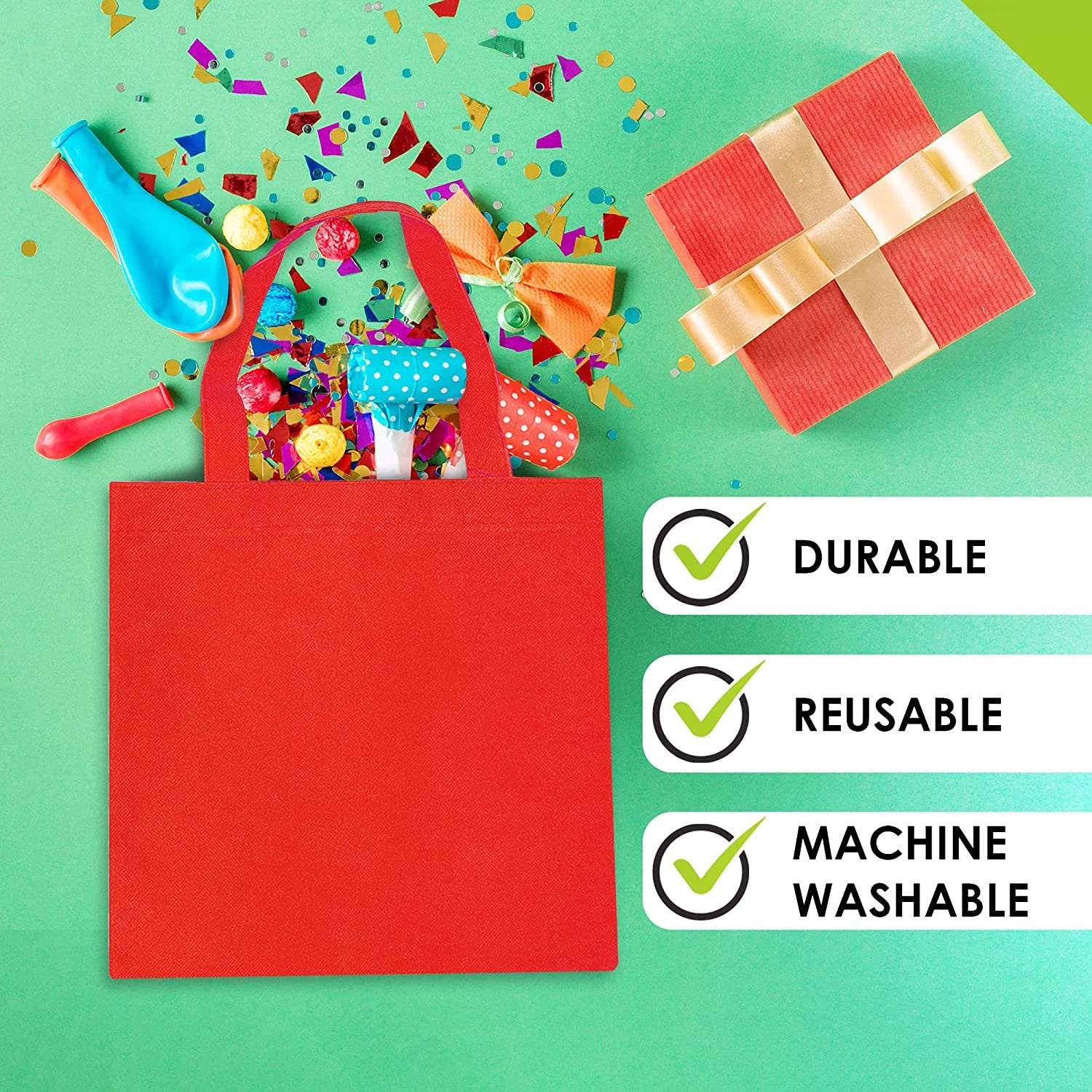 Small Tote Bags for Kids - 12 Pack 8x8 Inch Small Fabric Git Bags with Handles, Multi Color Cloth Fabric Reusable Totes Bulk, Neon Party Favor bags for Kids Birthdays Parties, Gifts, Goodies, Treats, Candy