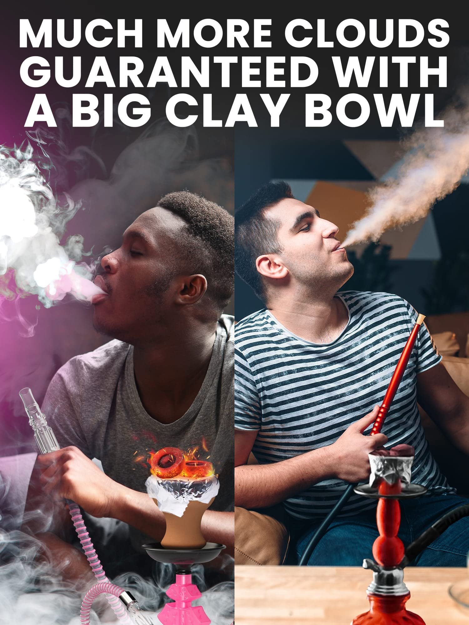 Tricase Pink Hookah Set - LilOne 12” Mini 2-Hose Kit with Foil Bowl & Mouthpiece, Free Shipping