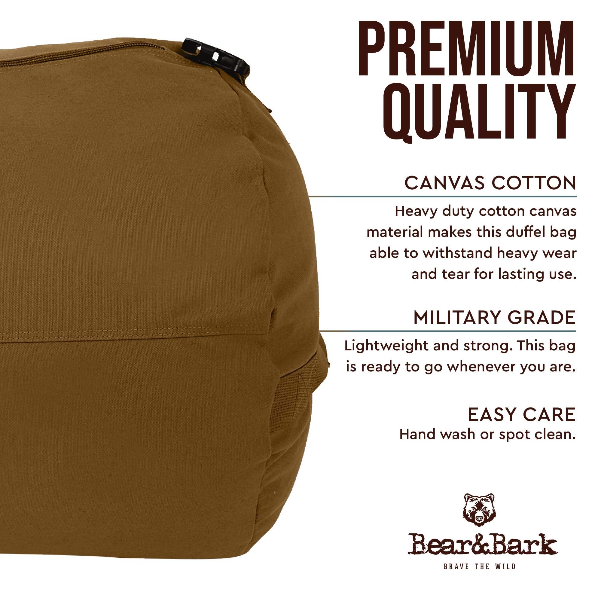 Bear&Bark Desert Brown Duffle Bag - Standard 32 X 18" - 133.4L - Military Style Travel Luggage for Men and Women"