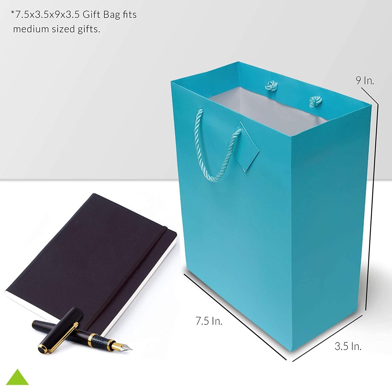 Teal Gift Bags - 12 Pack Medium Turquoise Paper Bags with Handles, Solid Gift Wrap Euro Totes for Birthdays, Party Favors, Baby Shower, Easter, Bachelorette Parties, Weddings, Holidays, Bulk - 7.5x9x3.5